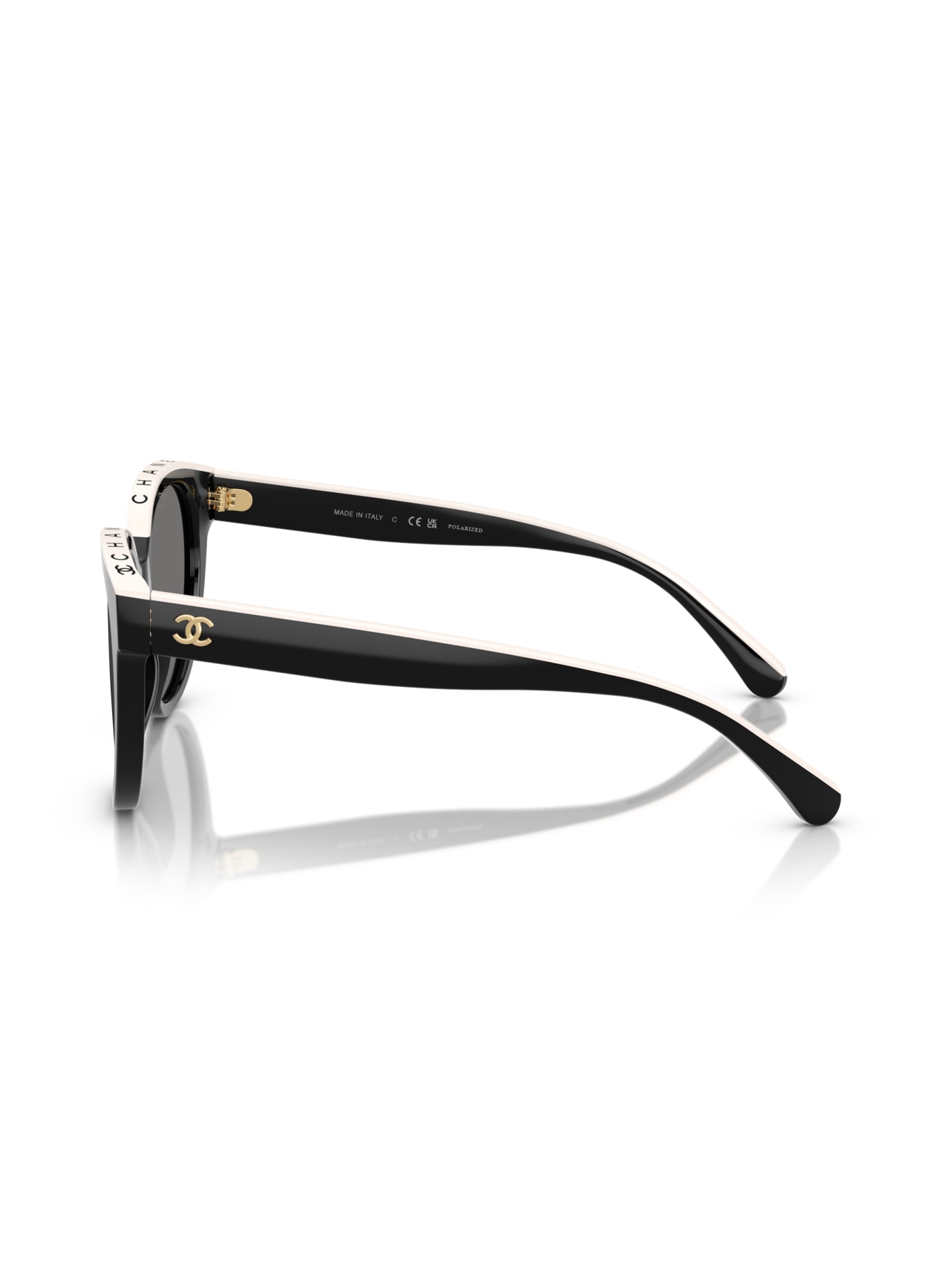 CHANEL Vlinderzonnebril: ZWART/ DONKERGRIJS POLAR