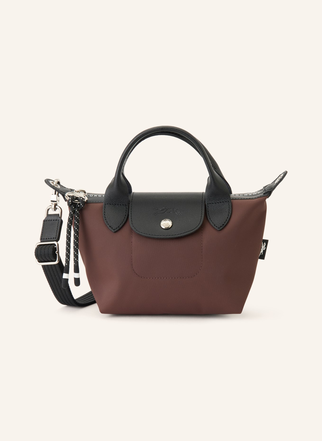 LONGCHAMP Umhängetasche LE PLIAGE ENERGY: DUNKELBRAUN / SILBER / SCHWARZ