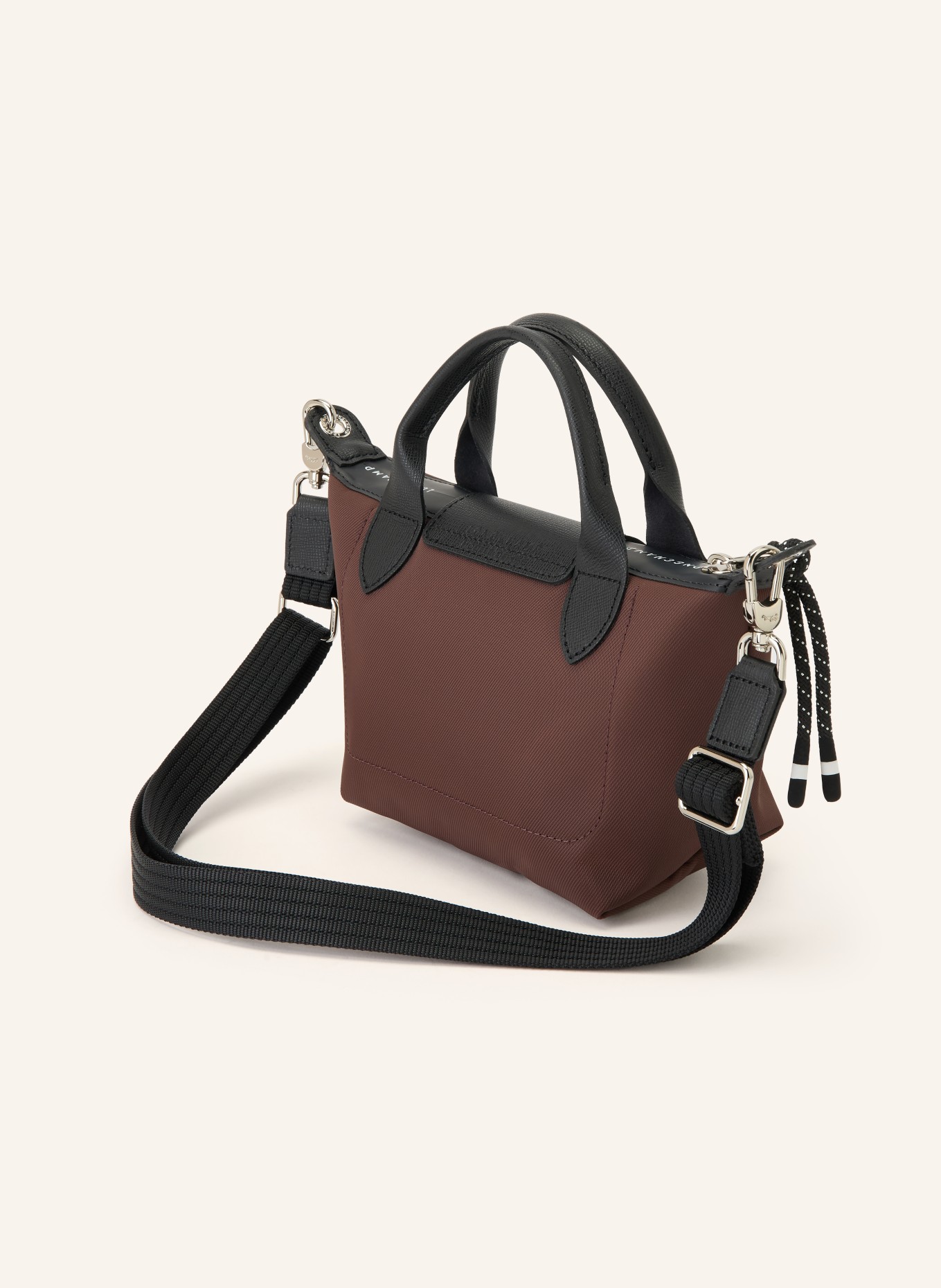 LONGCHAMP Umhängetasche LE PLIAGE ENERGY: DUNKELBRAUN / SILBER / SCHWARZ