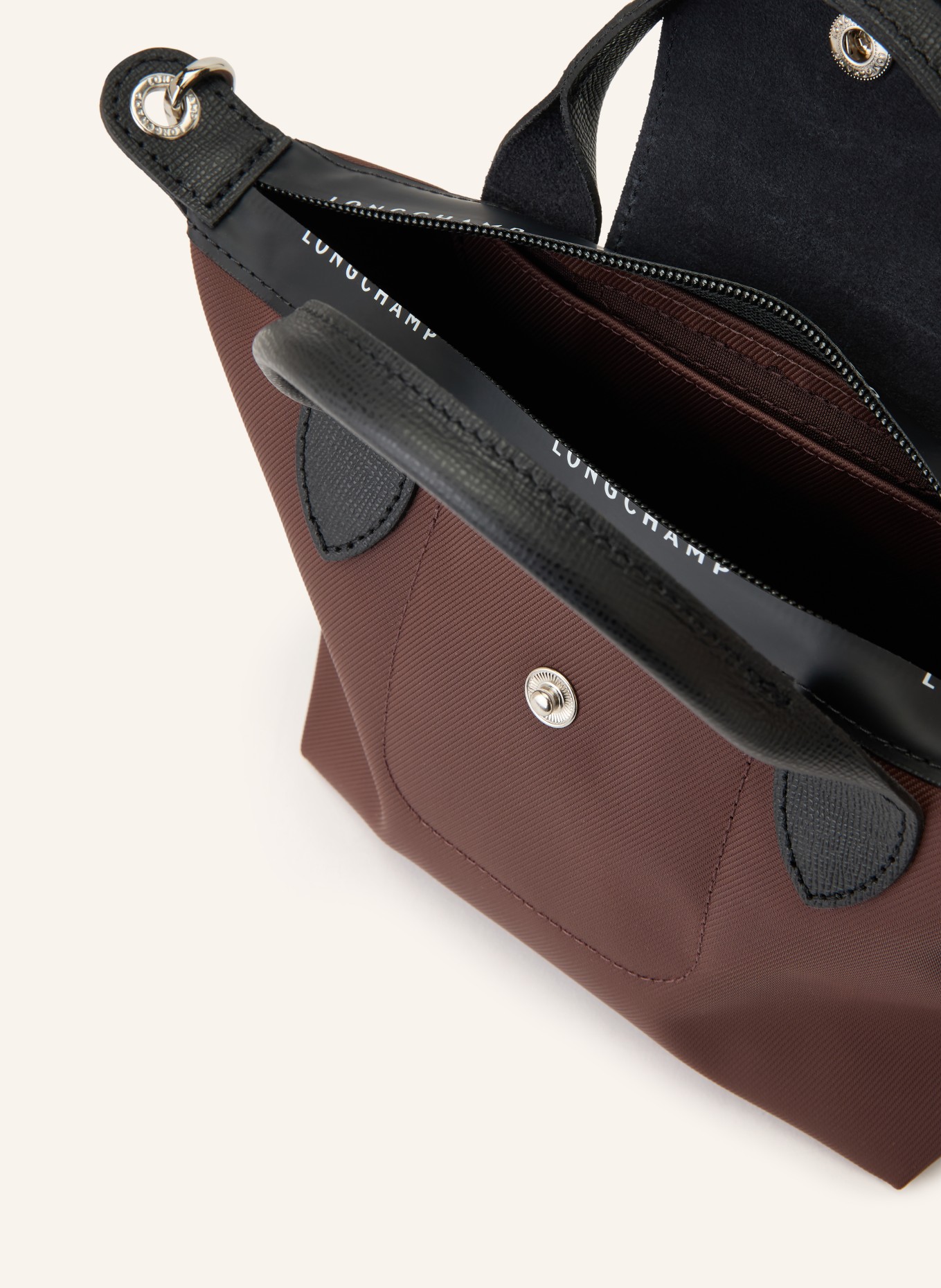LONGCHAMP Umhängetasche LE PLIAGE ENERGY: DUNKELBRAUN / SILBER / SCHWARZ