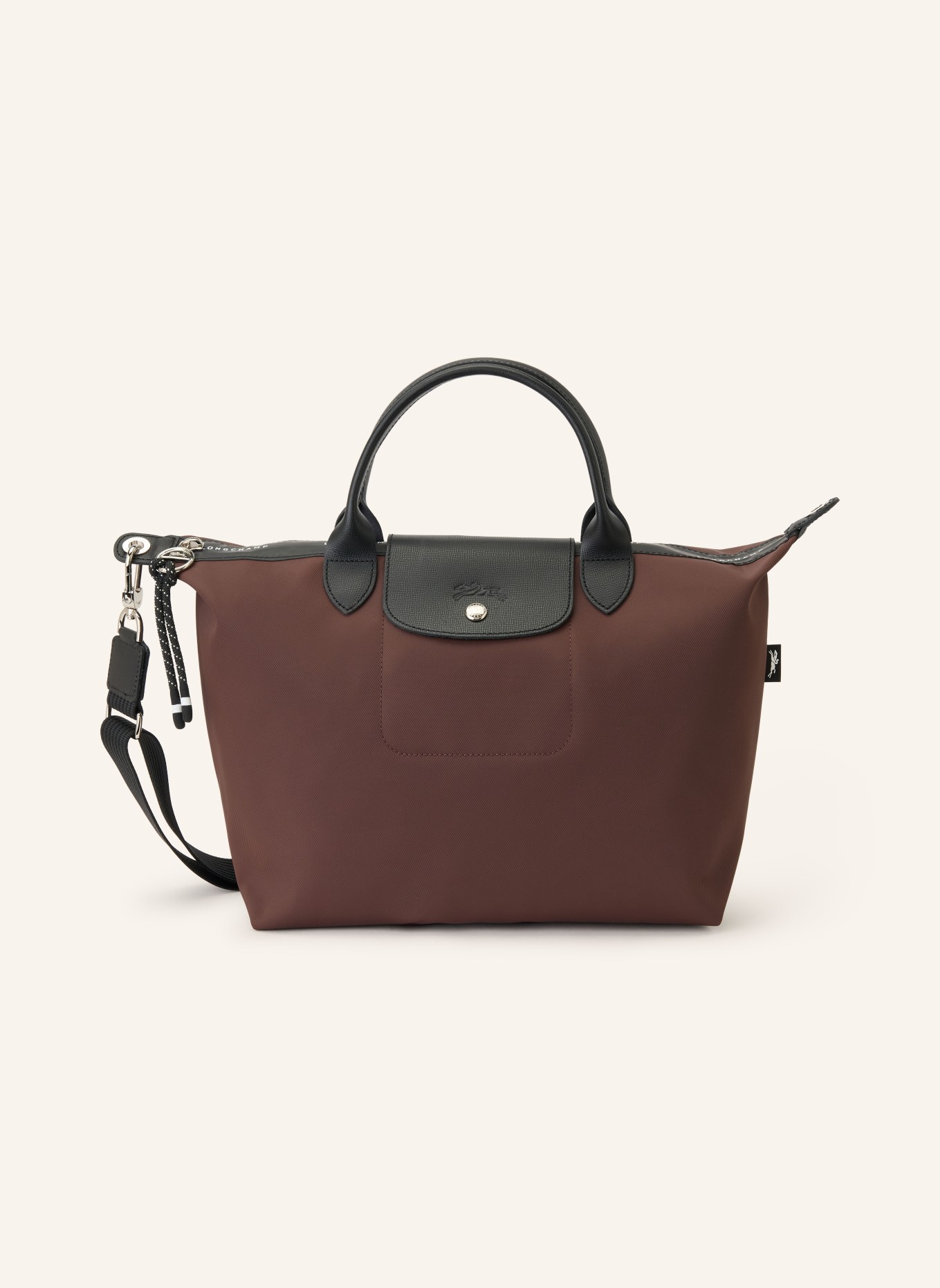 LONGCHAMP Shopper LE PLIAGE ENERGY MEDIUM: DUNKELBRAUN / SILBER / SCHWARZ