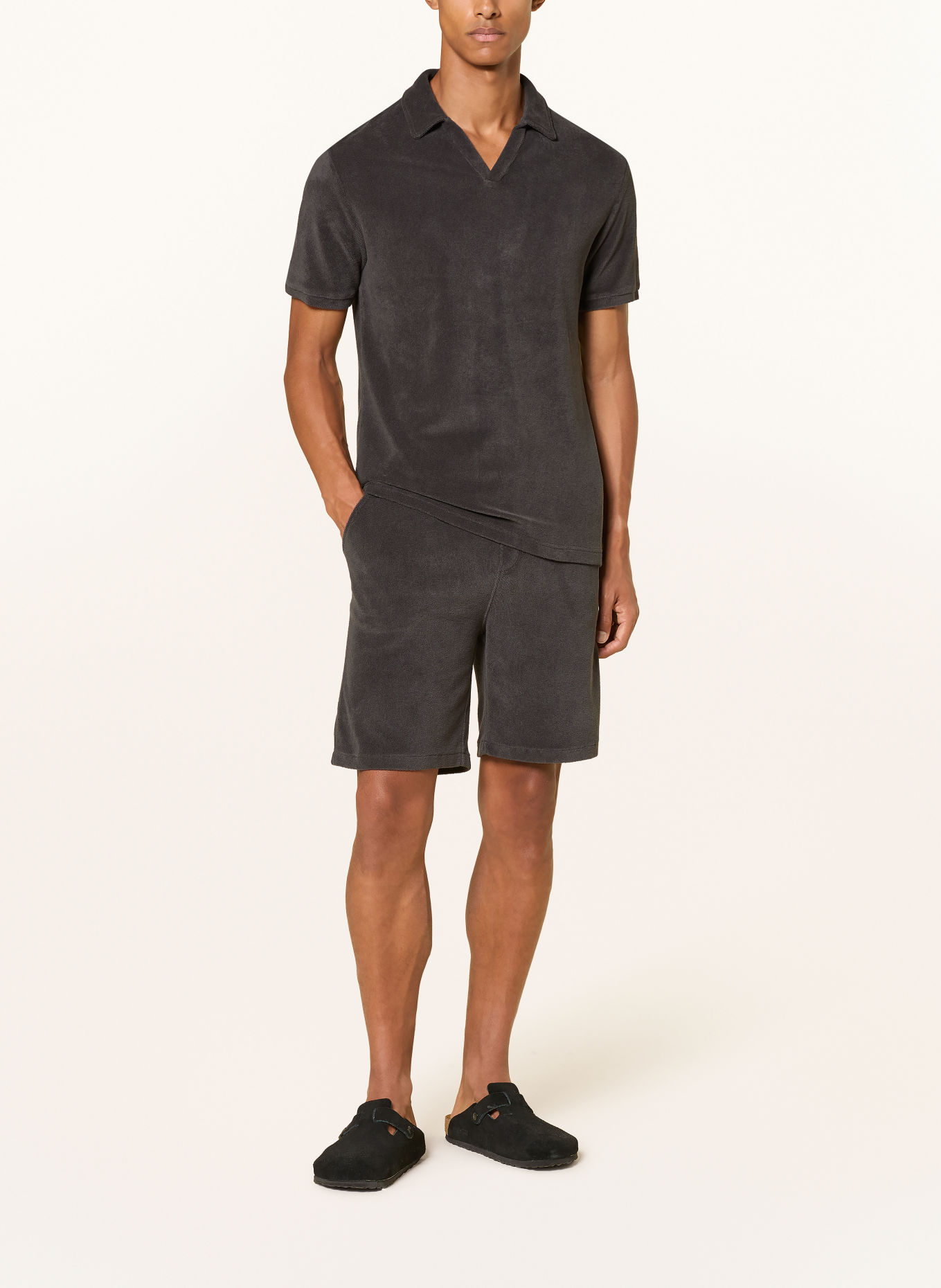 Juvia Tricou polo din material froté: GRI ÎNCHIS