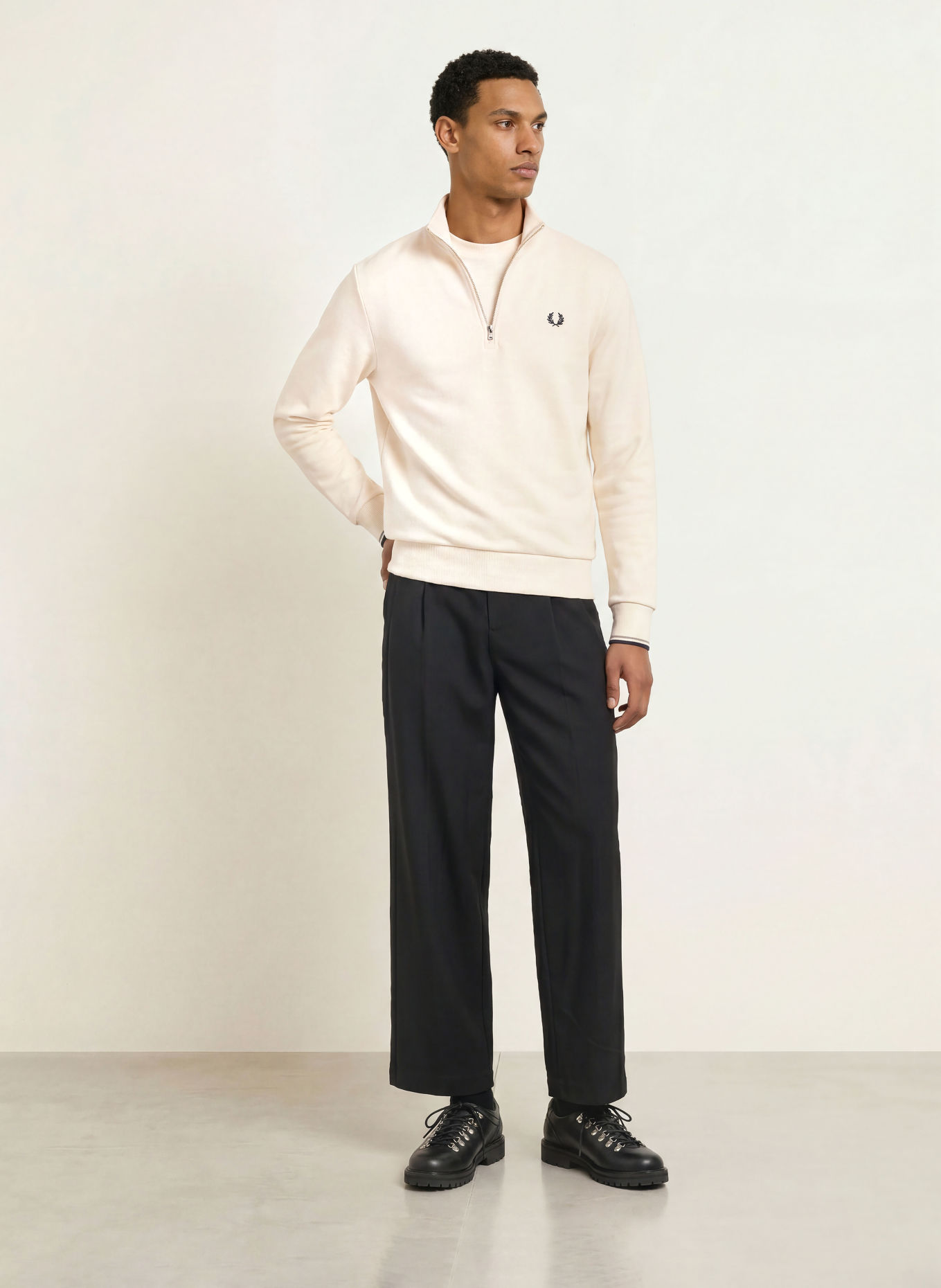 FRED PERRY sweatshirt: ECRU / OLIVE / DARK BLUE