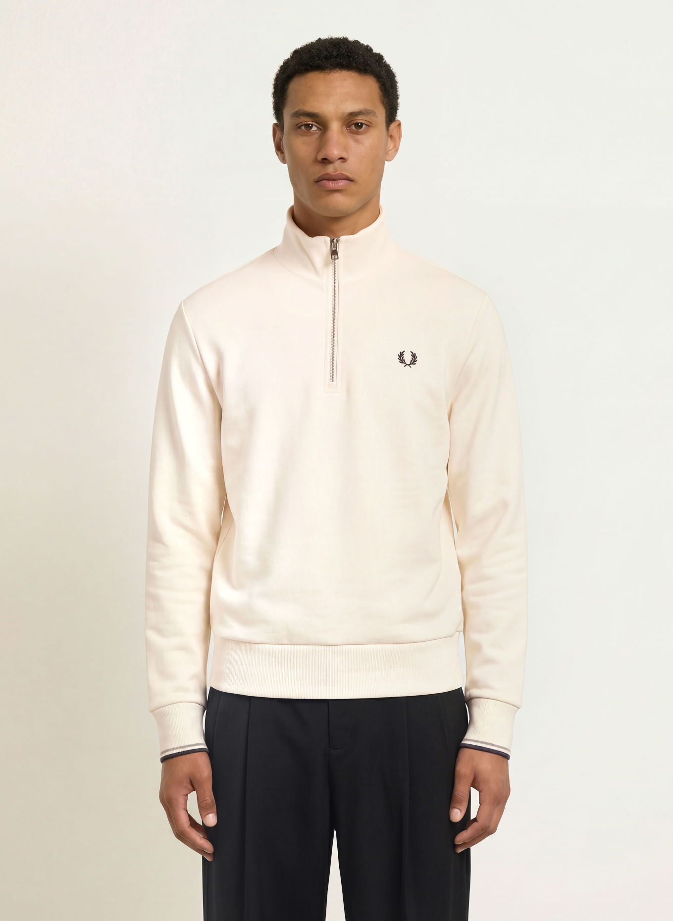 FRED PERRY sweatshirt: ECRU / OLIVE / DARK BLUE
