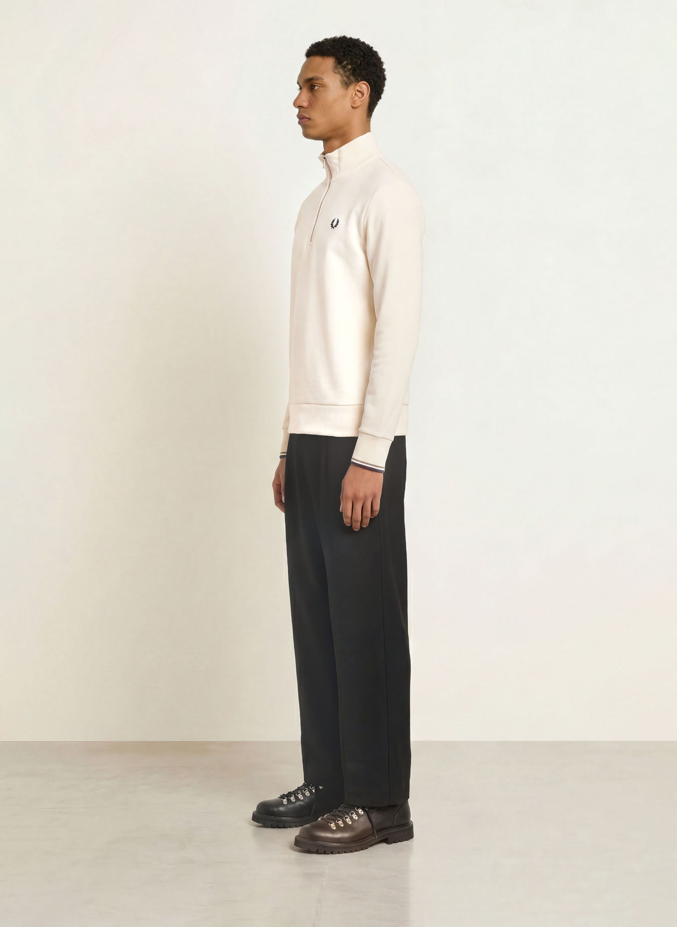 FRED PERRY sweatshirt: ECRU / OLIVE / DARK BLUE