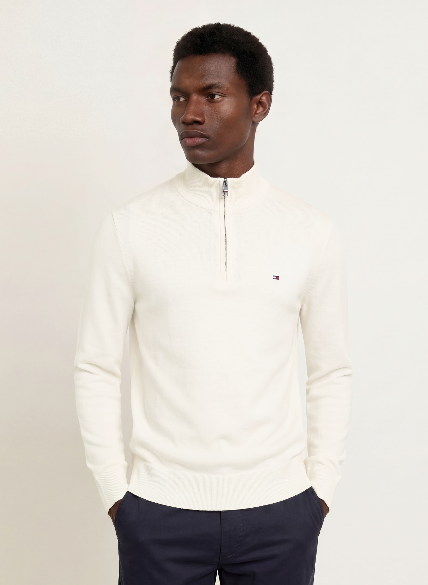 TOMMY HILFIGER Half-zip sweater: ECRU