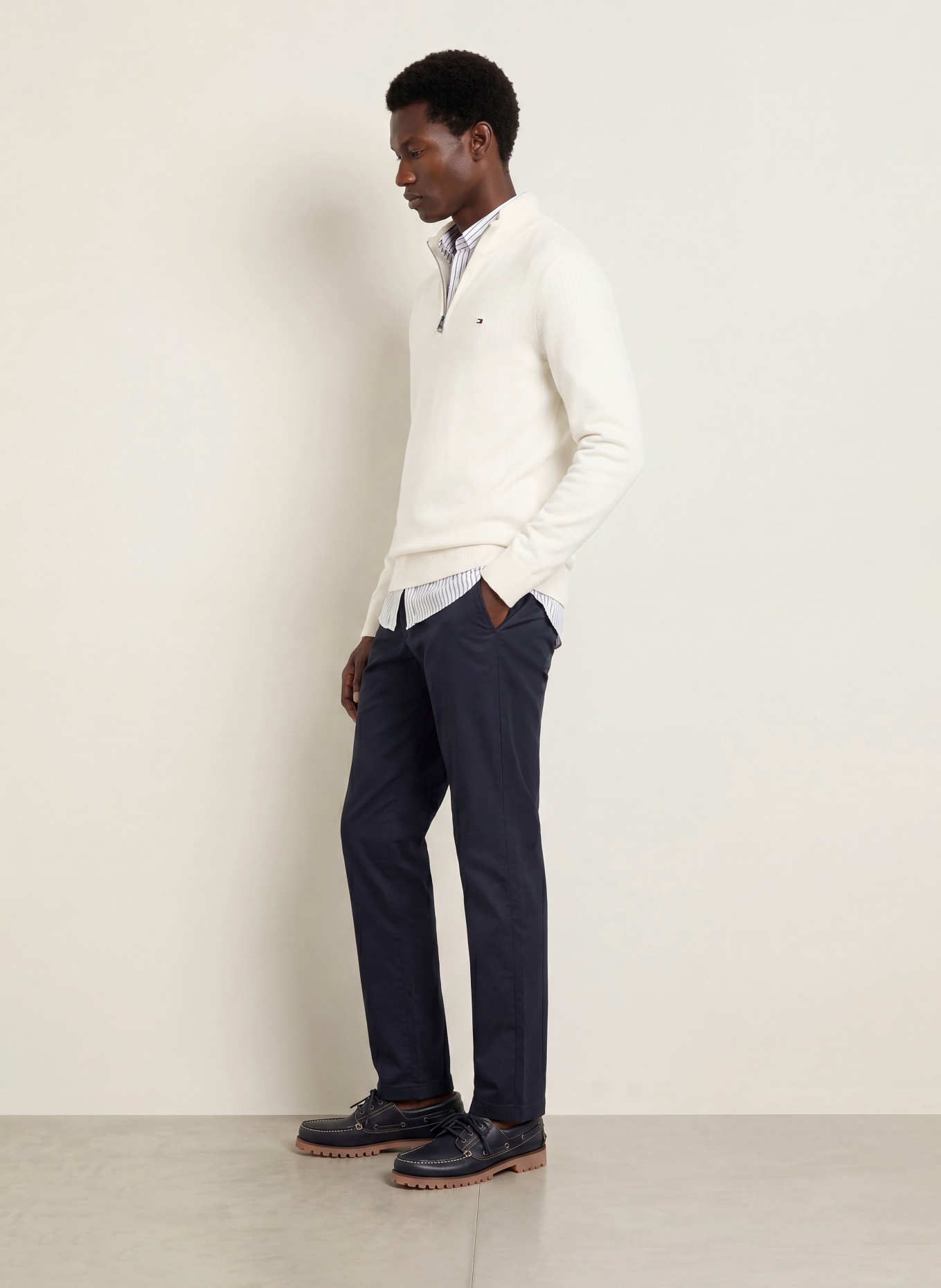 TOMMY HILFIGER Half-zip sweater: ECRU
