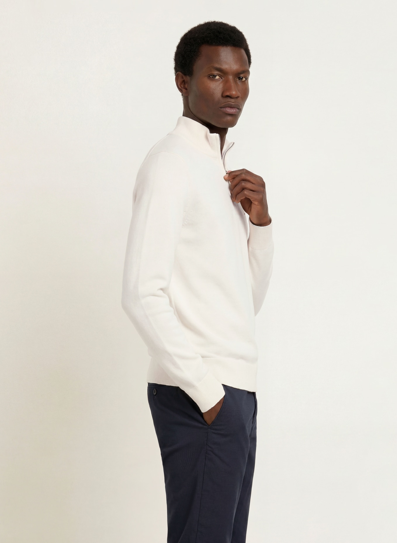 TOMMY HILFIGER Half-zip sweater: ECRU