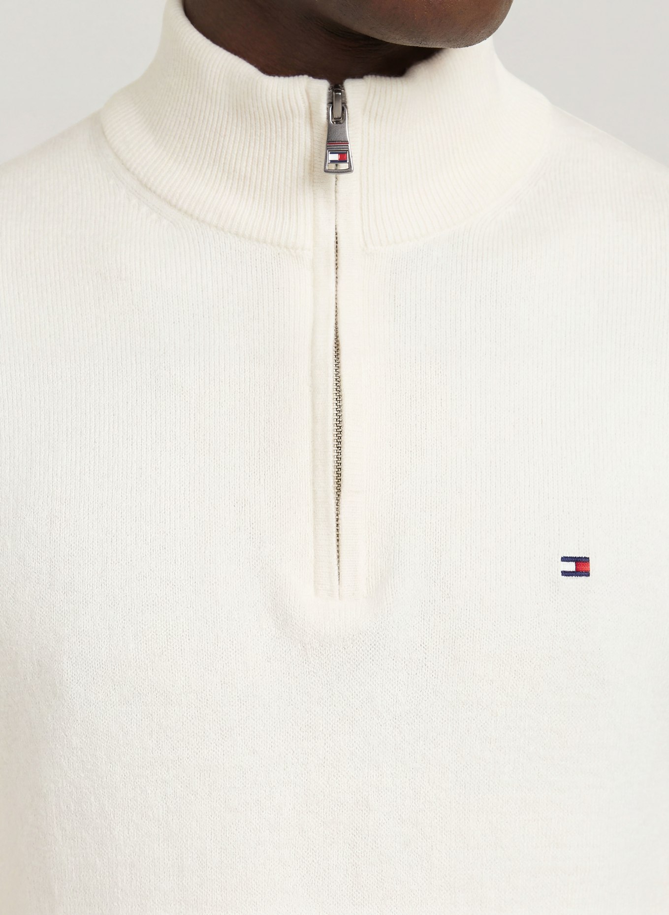 TOMMY HILFIGER Half-zip sweater: ECRU
