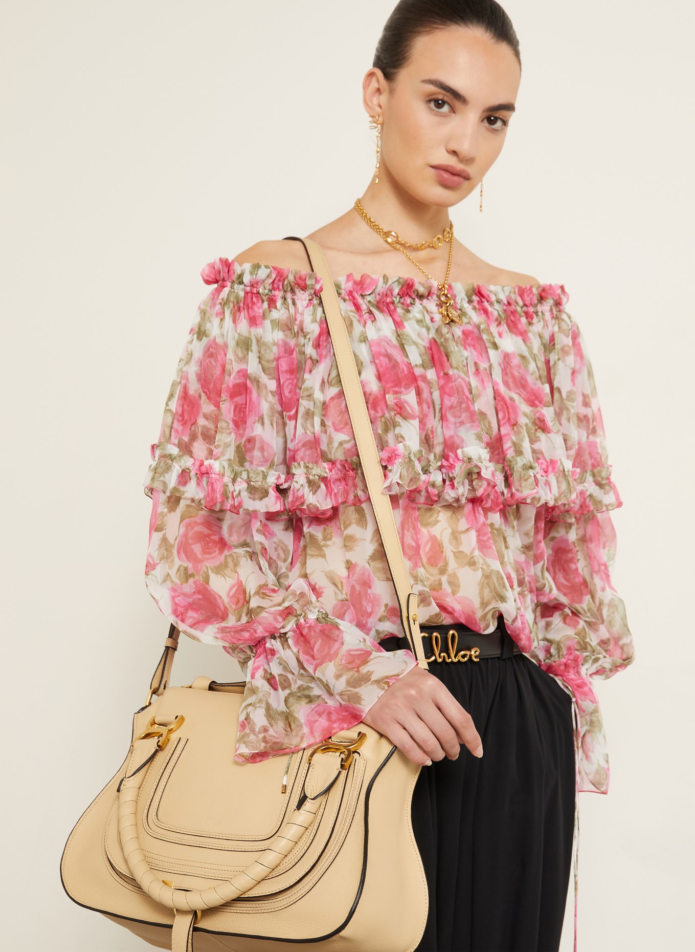 Chloé Geantă de mână MARCIE: 086 Petal Beige