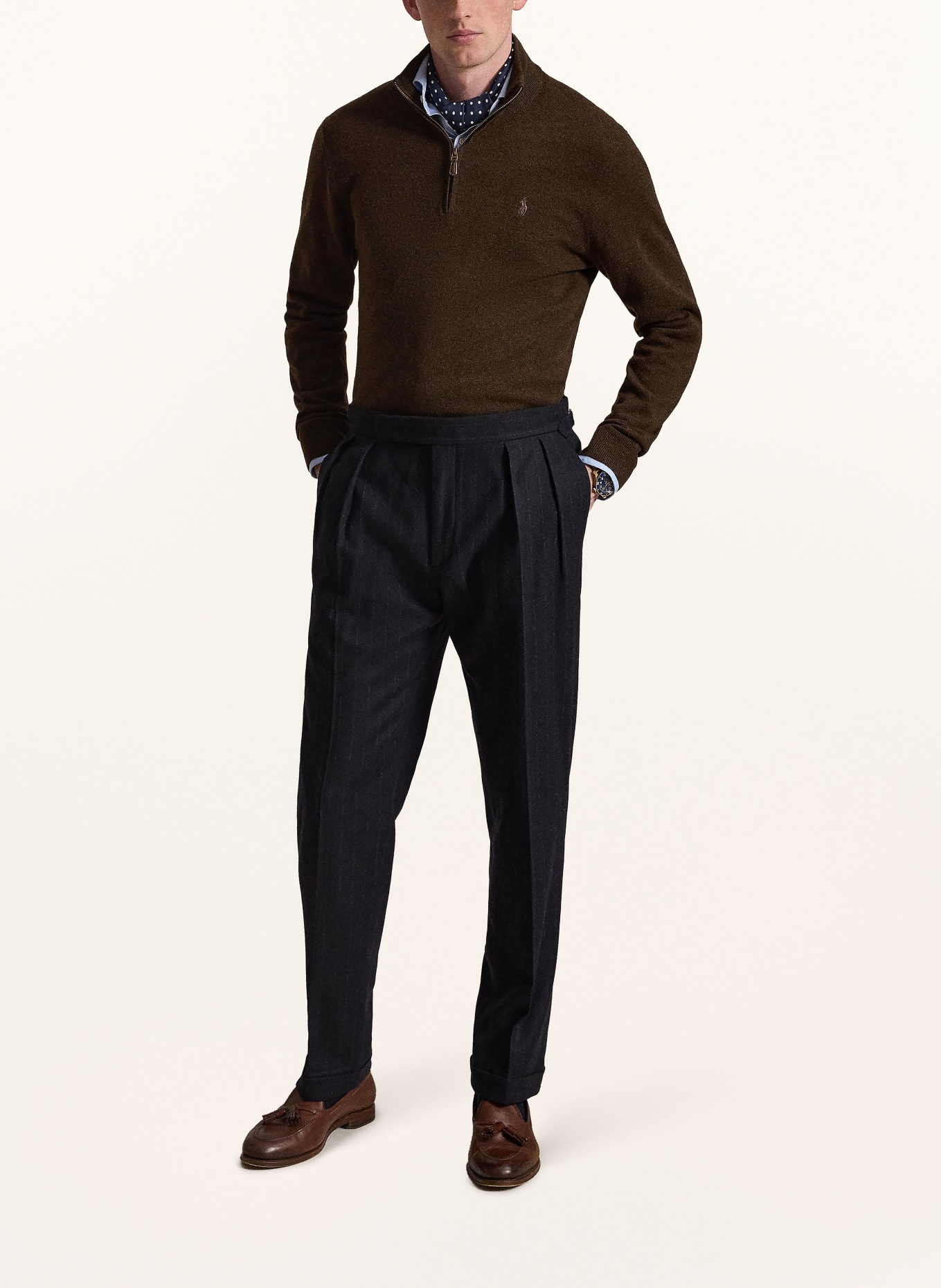 POLO RALPH LAUREN Half-zip sweater: DARK BROWN