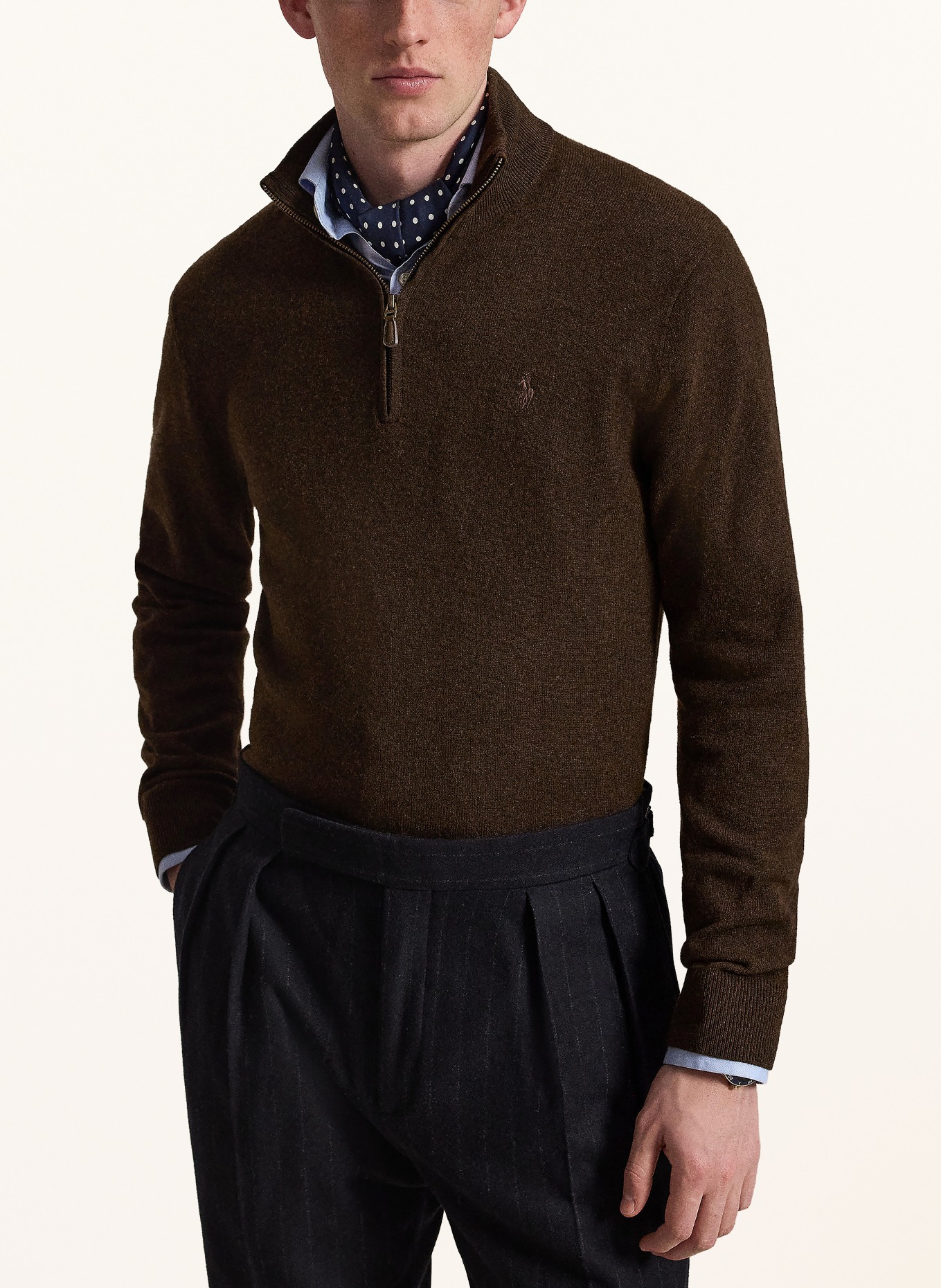 POLO RALPH LAUREN Half-zip sweater: DARK BROWN