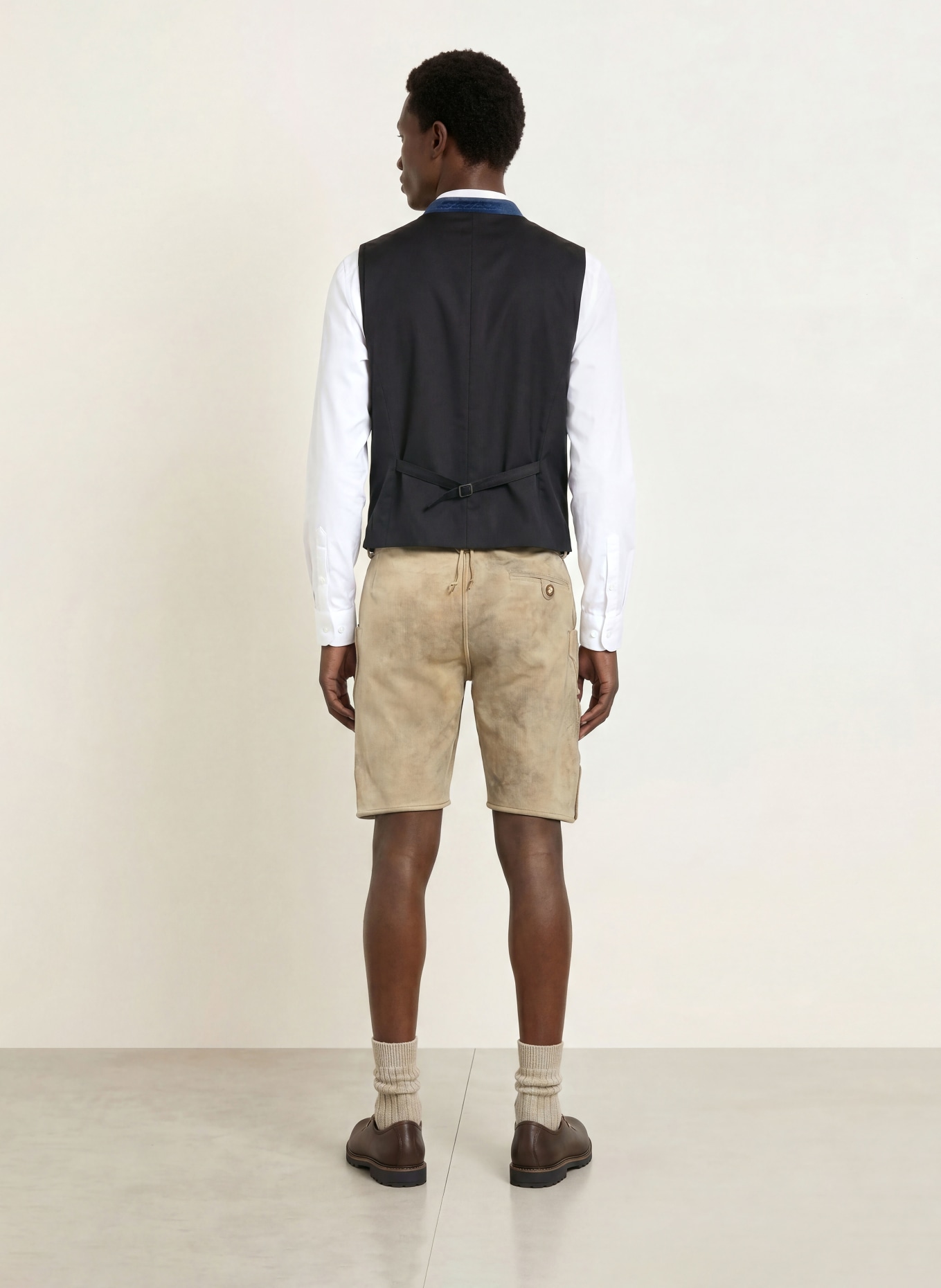 Hammerschmid Gilet traditionnel ALBRECHT en velours: BLEU / NOIR