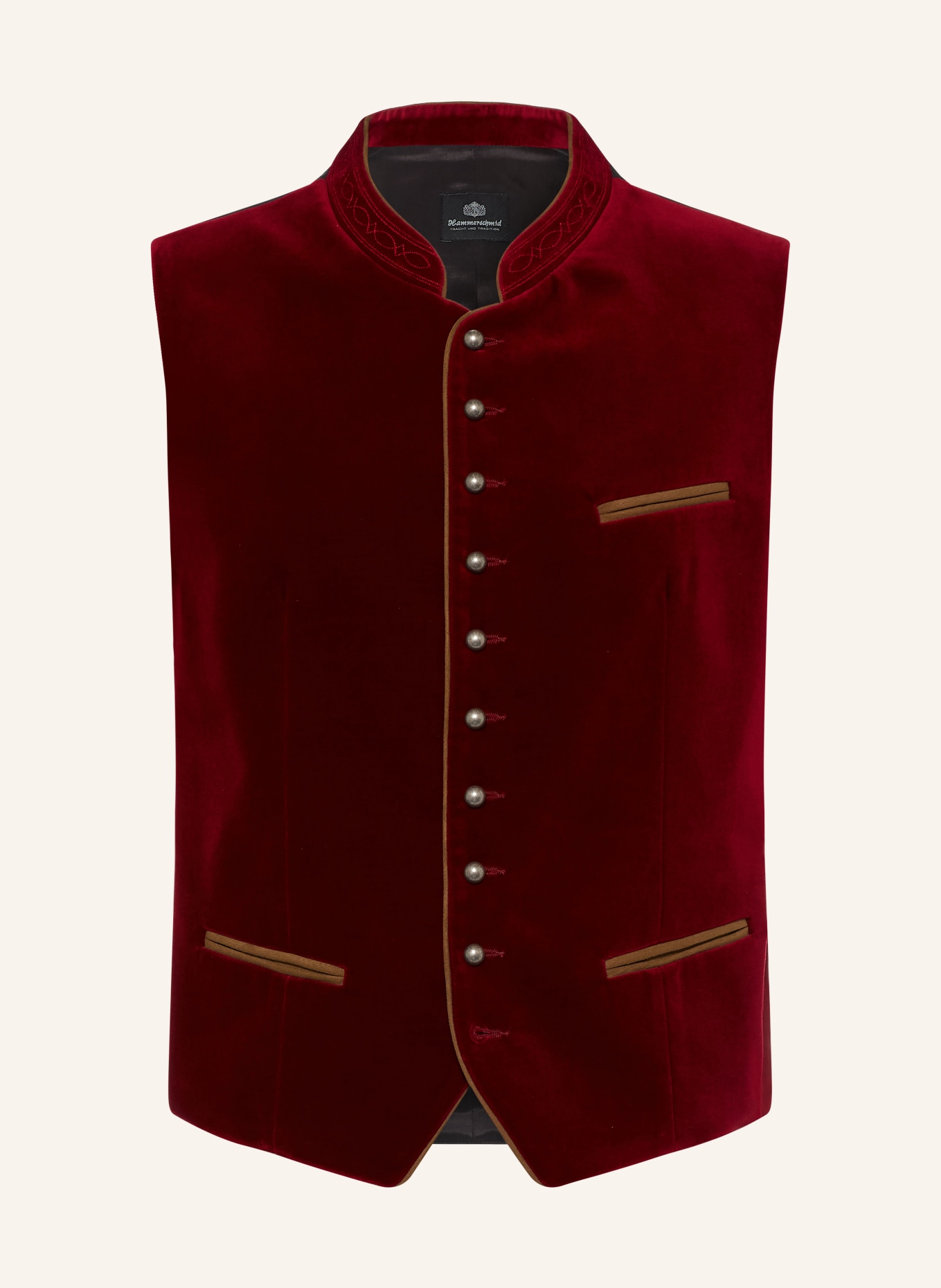 Hammerschmid Trachten waistcoat ALBRECHT made of velvet: DARK RED / BLACK
