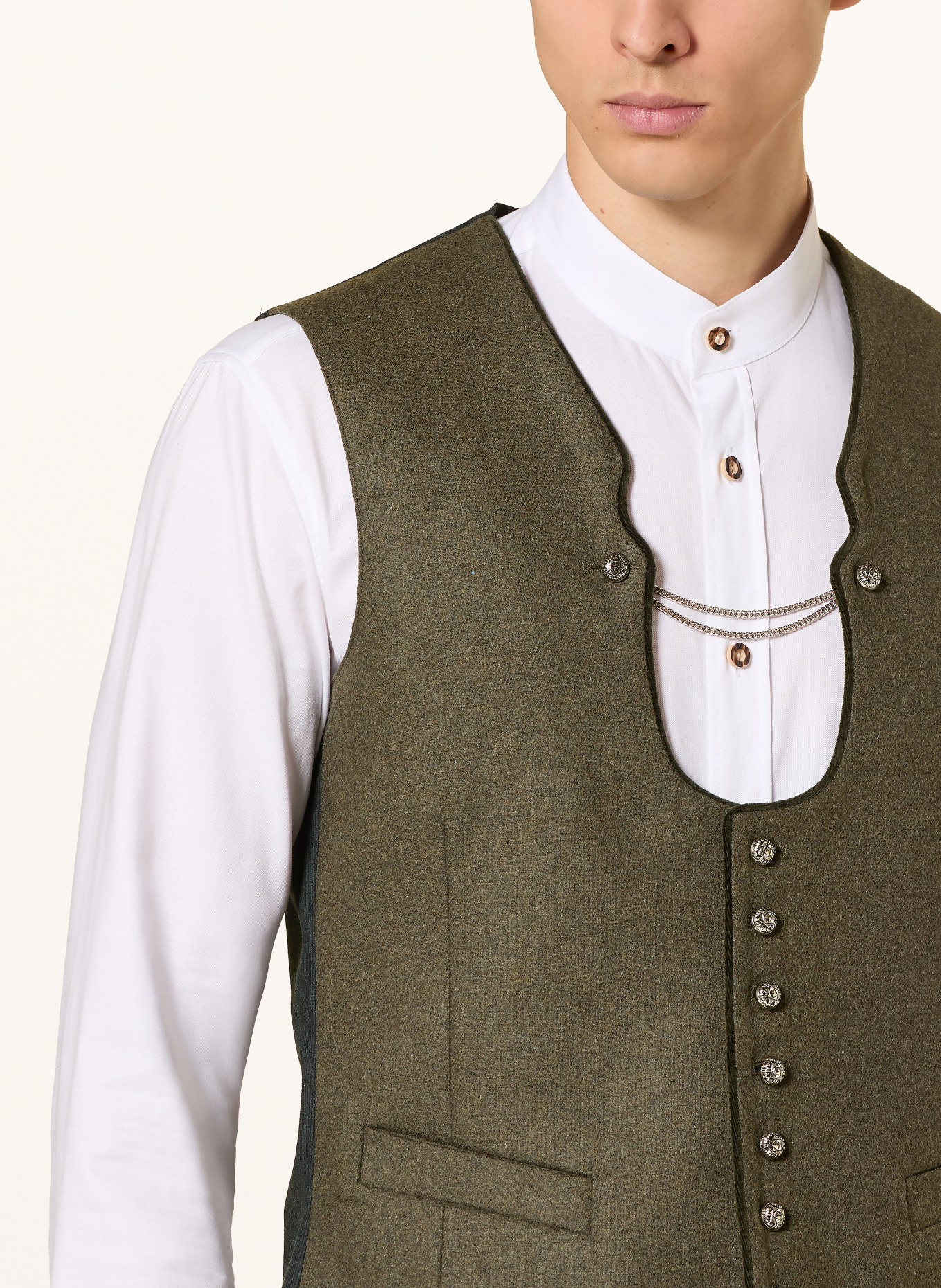Hammerschmid Trachtenweste VIZENZ Slim Fit: KHAKI / DUNKELGRÜN