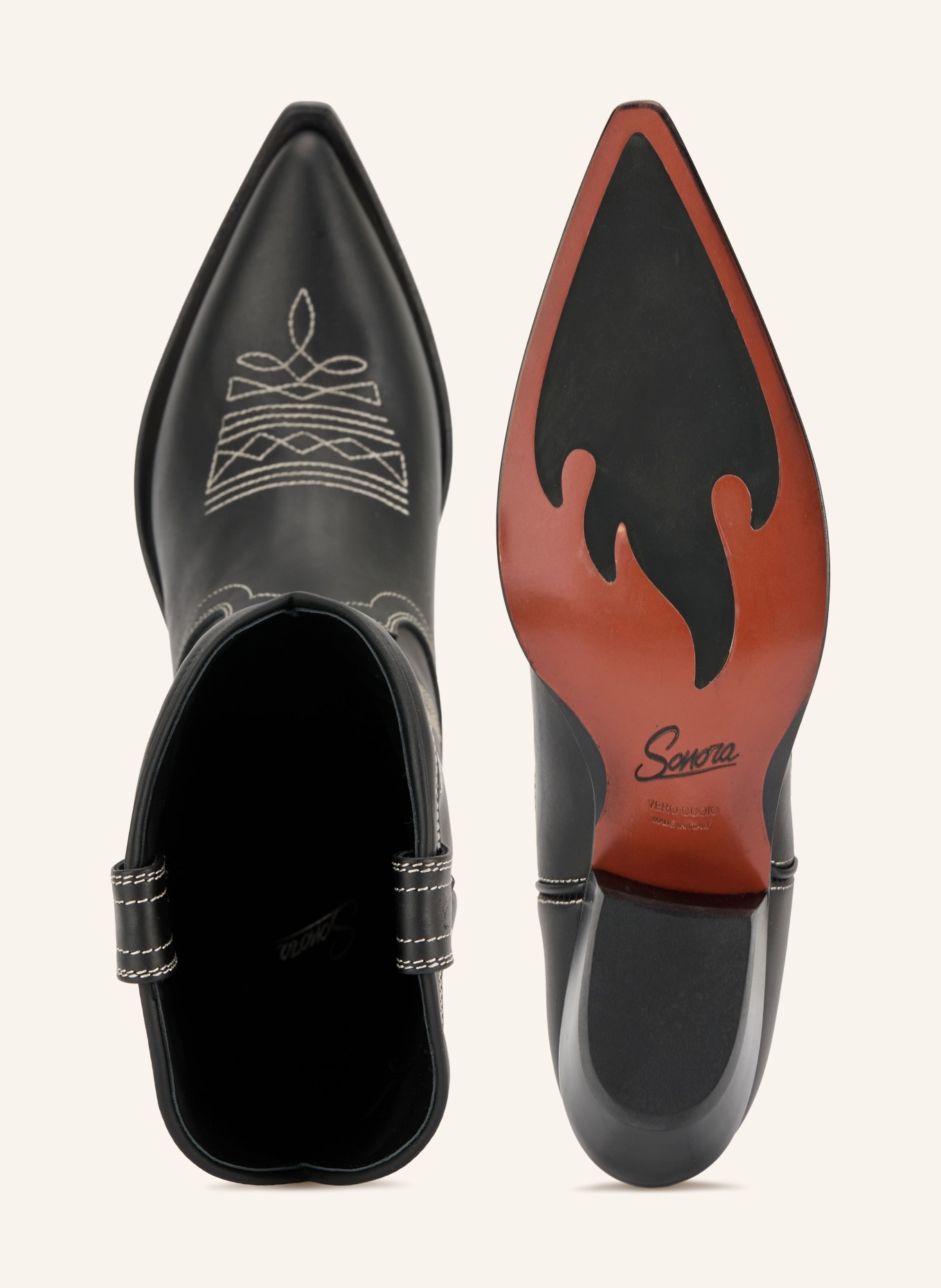 SONORA Cowboy Boots SANTA FE: SCHWARZ / ECRU