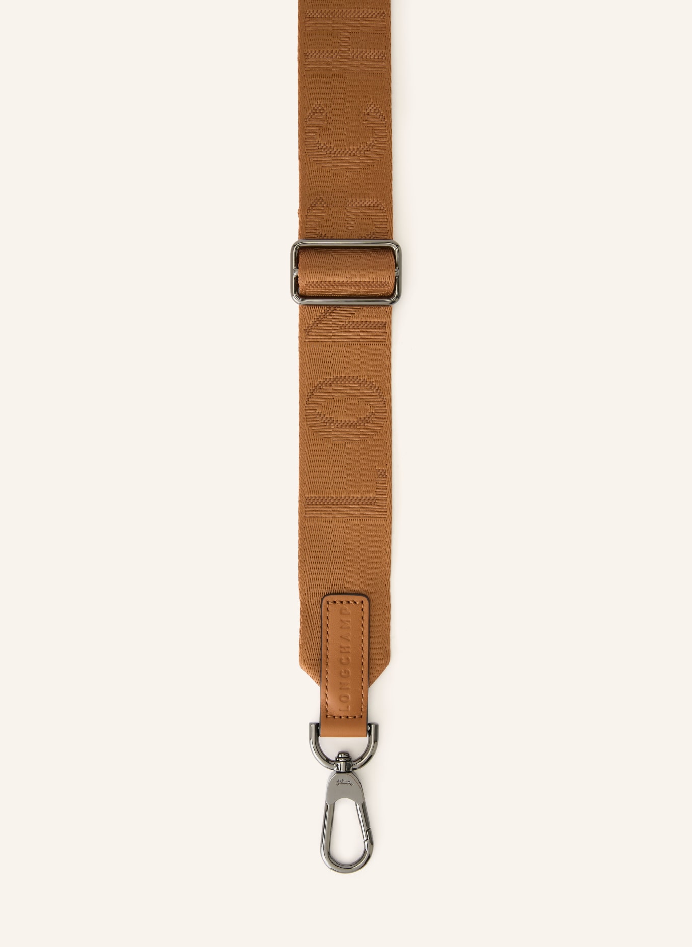 LONGCHAMP Schulterriemen: COGNAC / SILBER