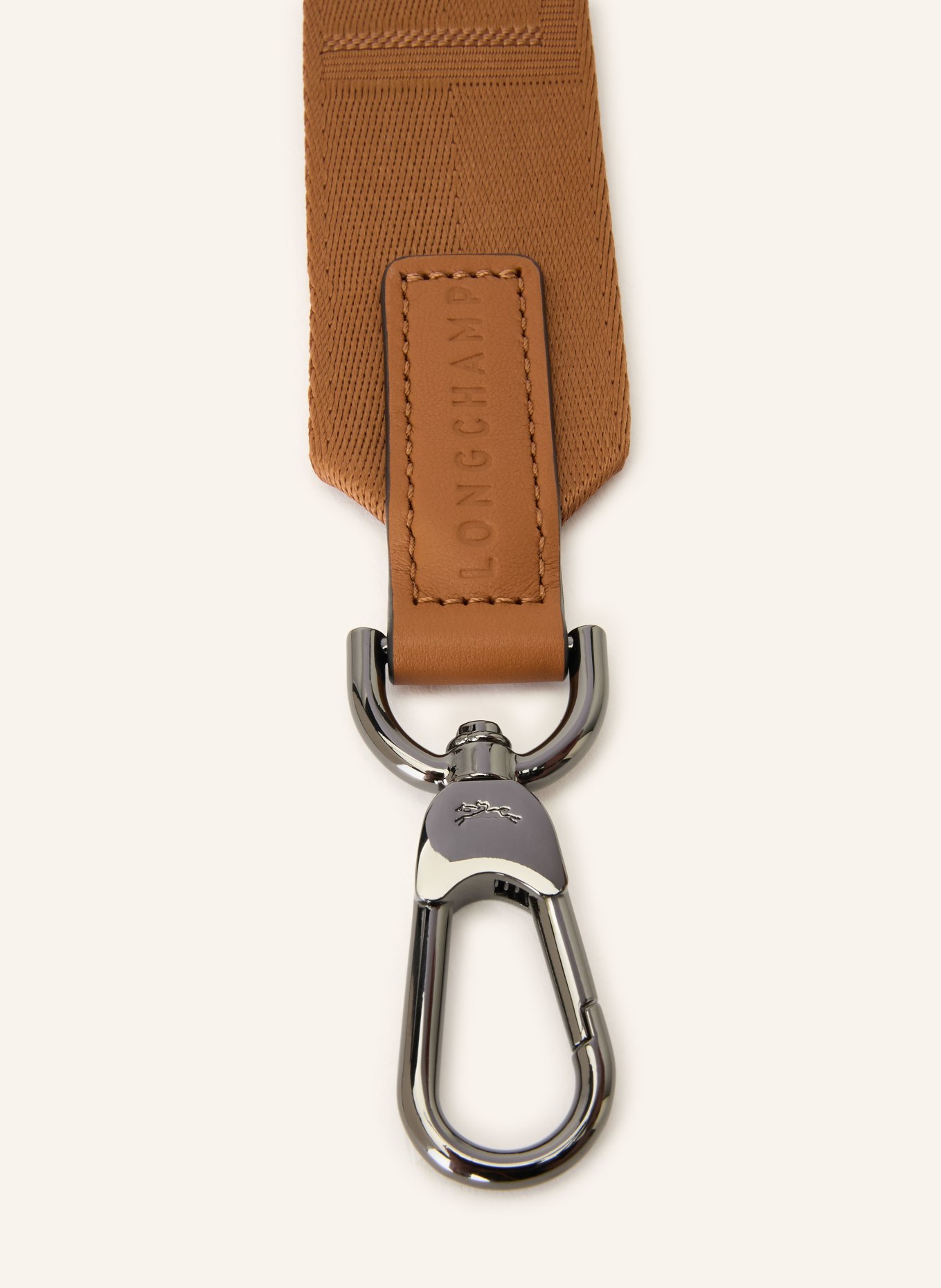 LONGCHAMP Schulterriemen: COGNAC / SILBER