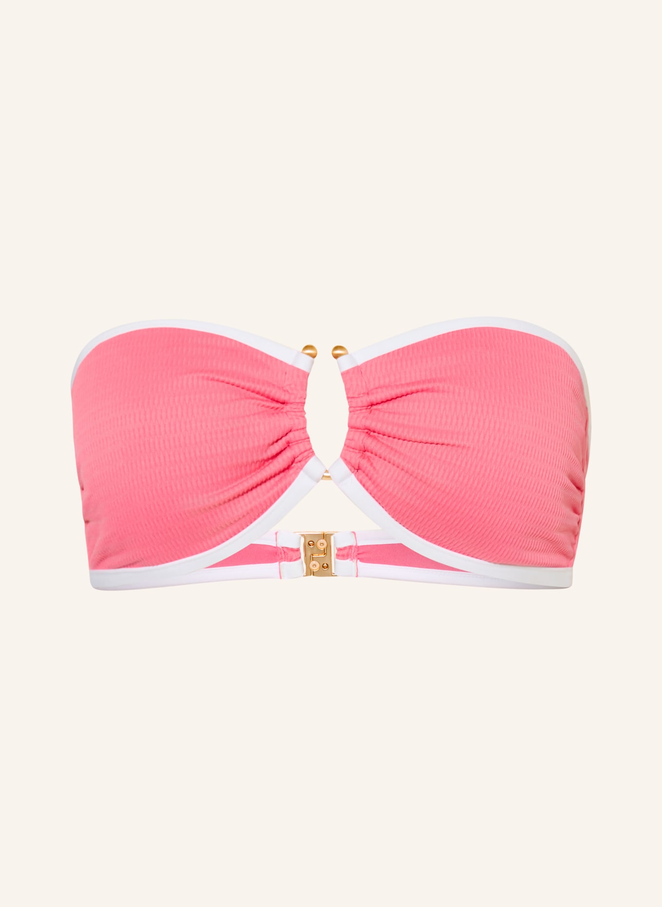 SEAFOLLY Bandeau bikiny BEACH BOUND: RŮŽOVÁ / BÍLÁ