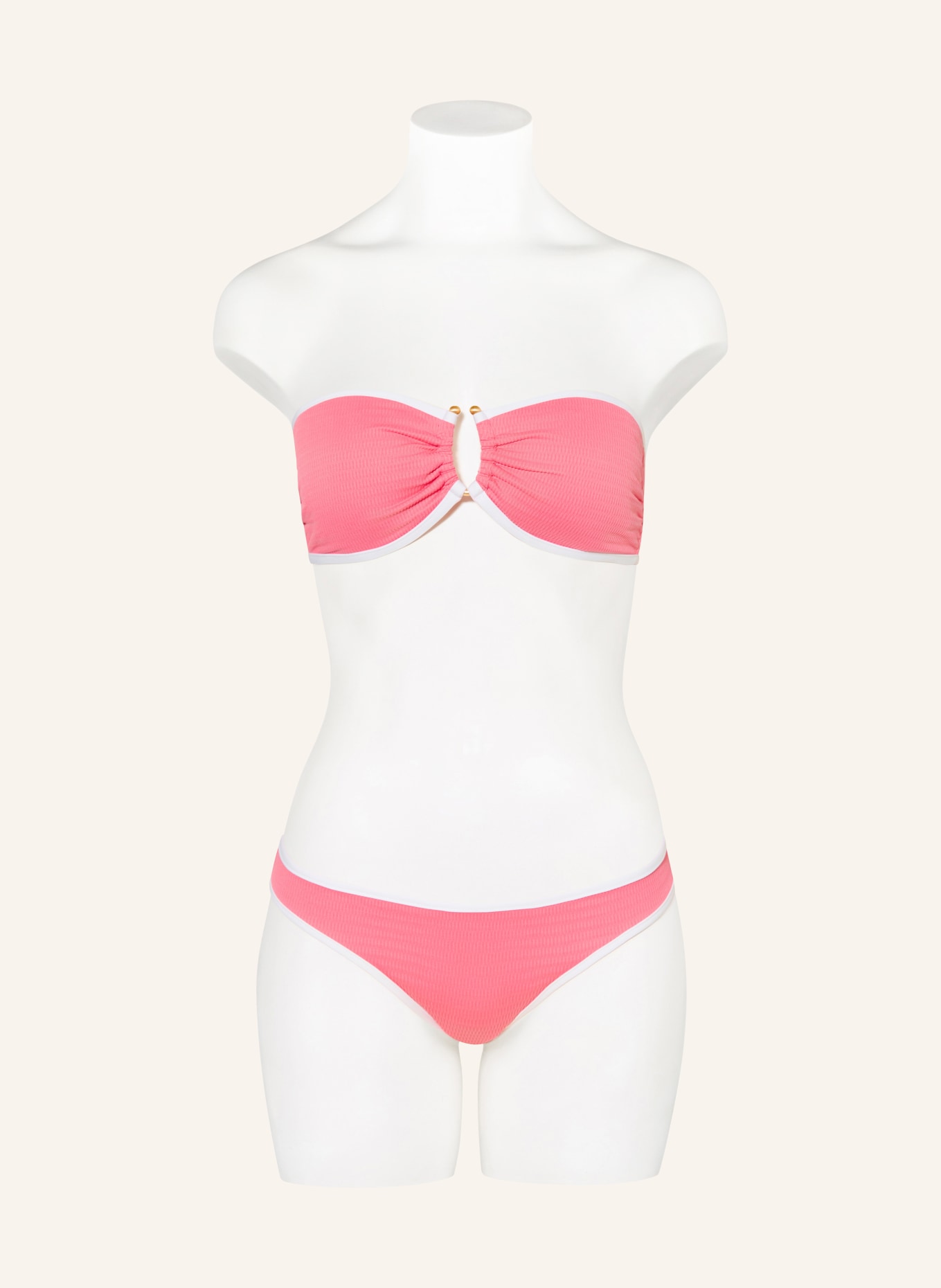 SEAFOLLY Bandeau bikiny BEACH BOUND: RŮŽOVÁ / BÍLÁ
