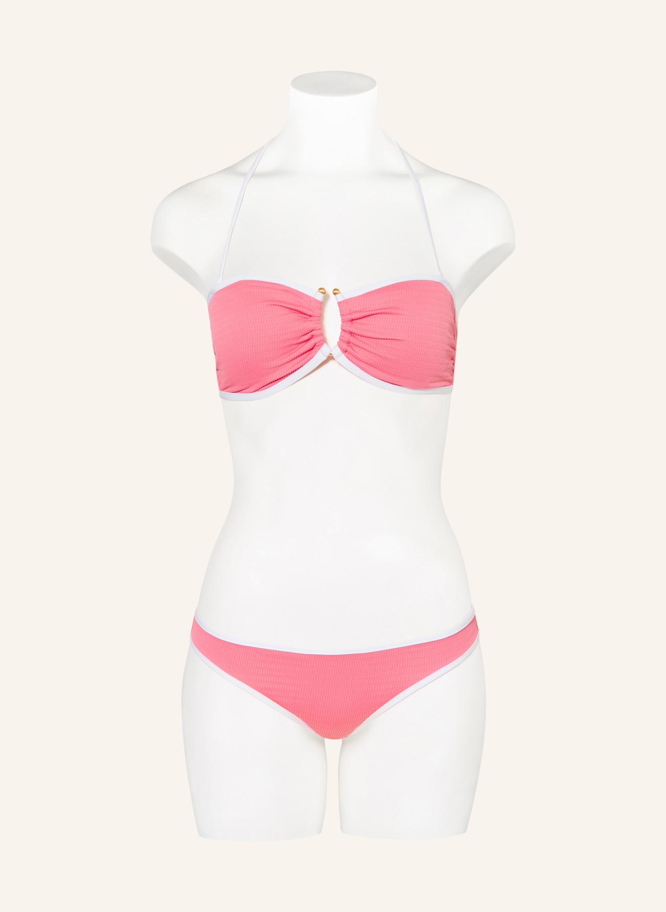 SEAFOLLY Bandeau bikiny BEACH BOUND: RŮŽOVÁ / BÍLÁ