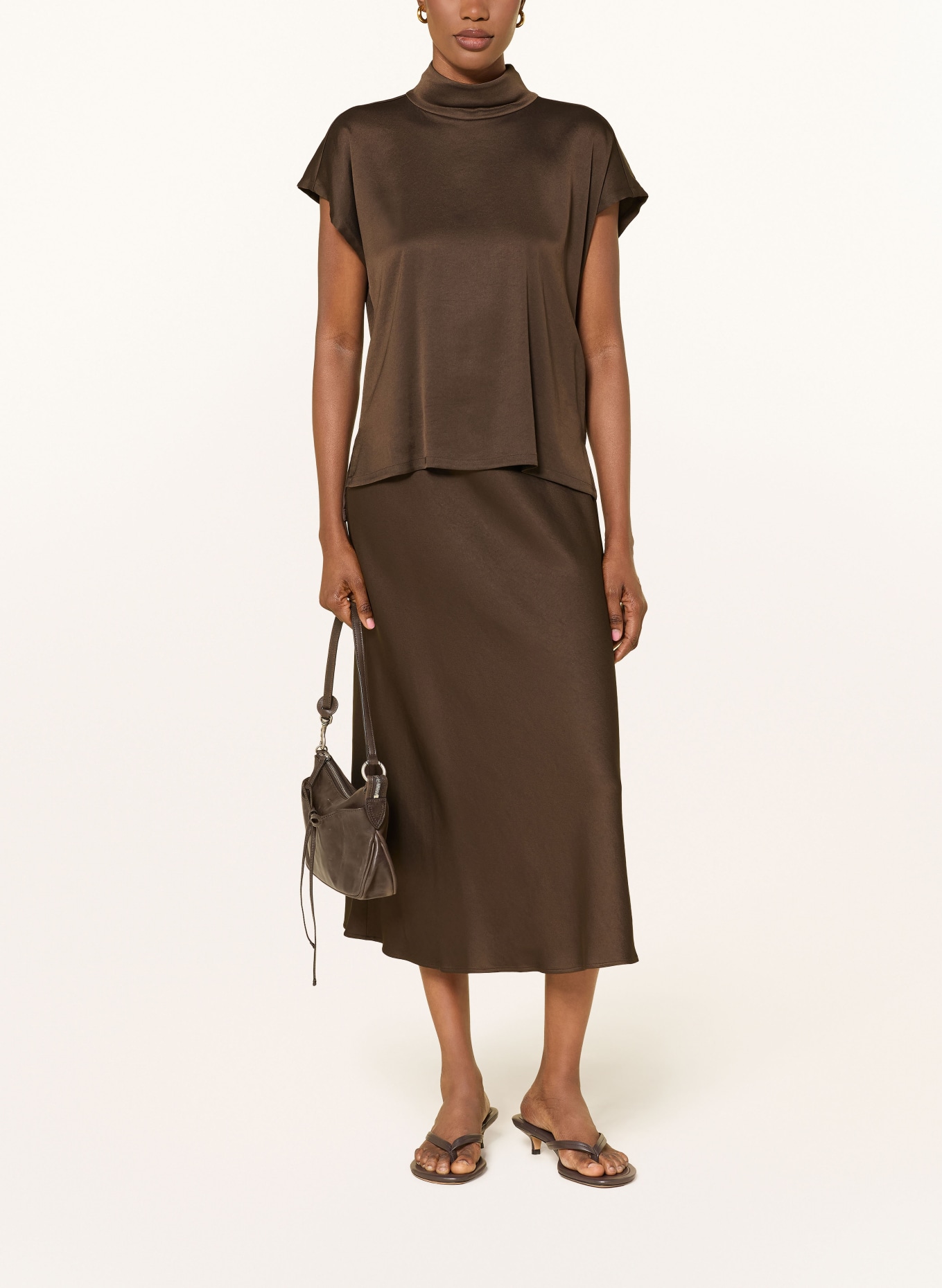 DRYKORN Blusenshirt ALARIA_1 aus Satin: DUNKELBRAUN