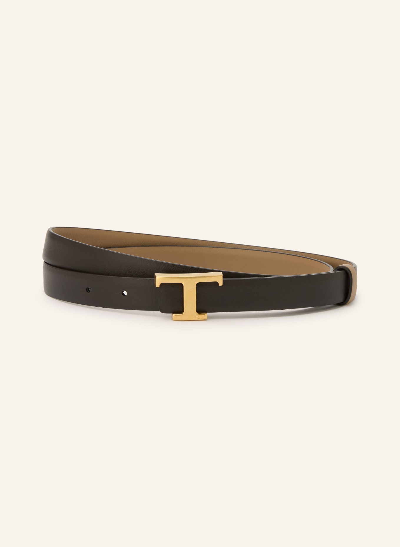 TOD'S Lederen riem om te keren: CAMEL / GOUD