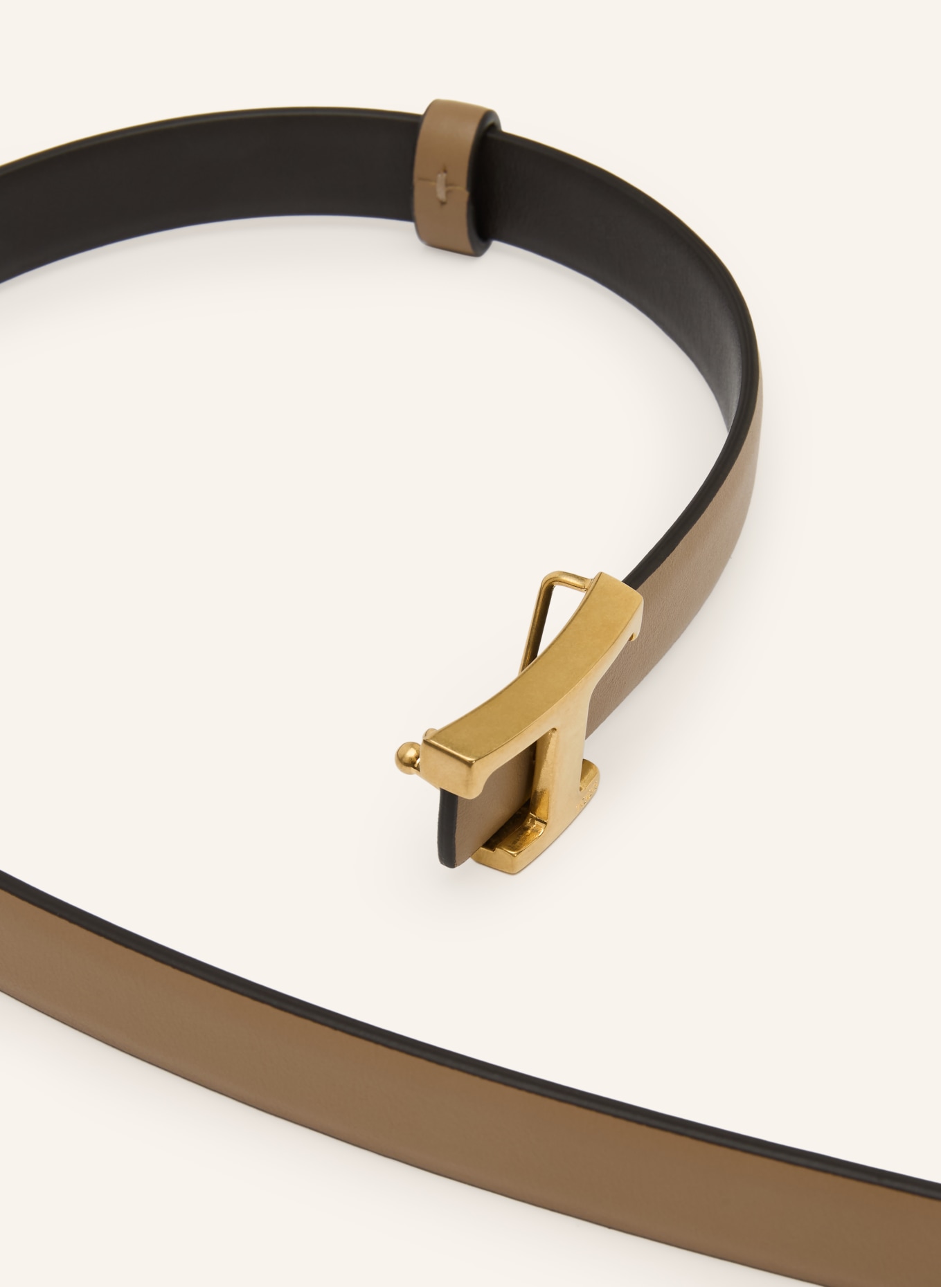TOD'S Lederen riem om te keren: CAMEL / GOUD