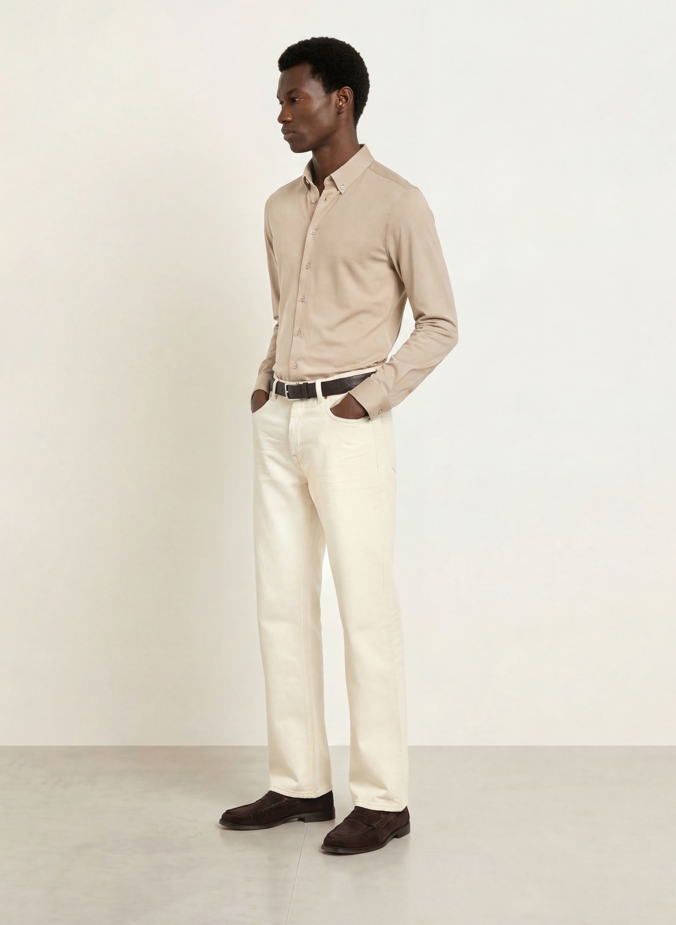 MOS MOSH Gallery Jersey overhemd MARCO Extra Slim Fit: BEIGE
