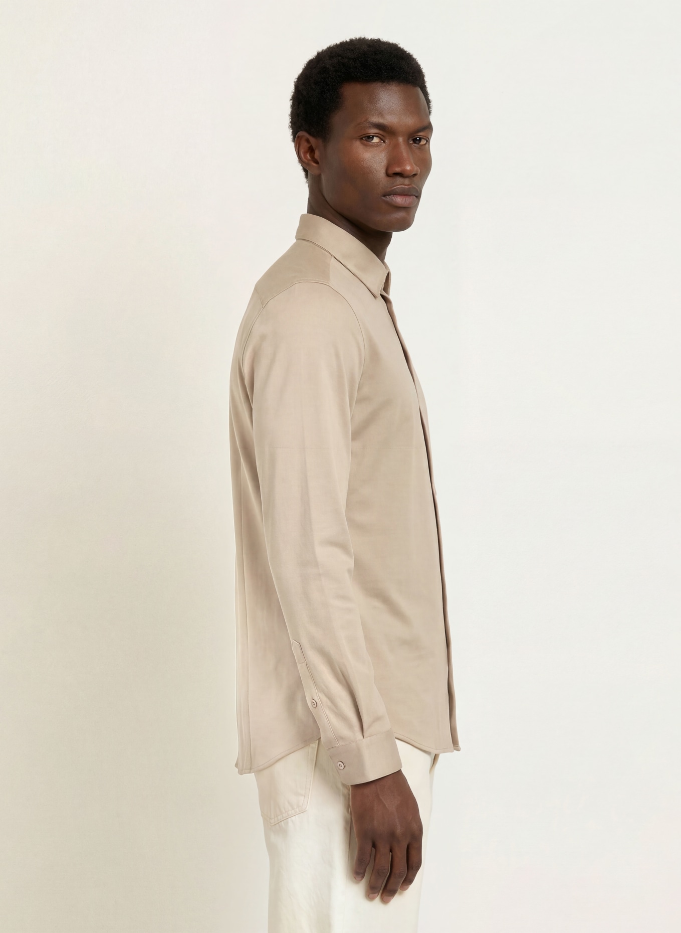 MOS MOSH Gallery Jersey overhemd MARCO Extra Slim Fit: BEIGE