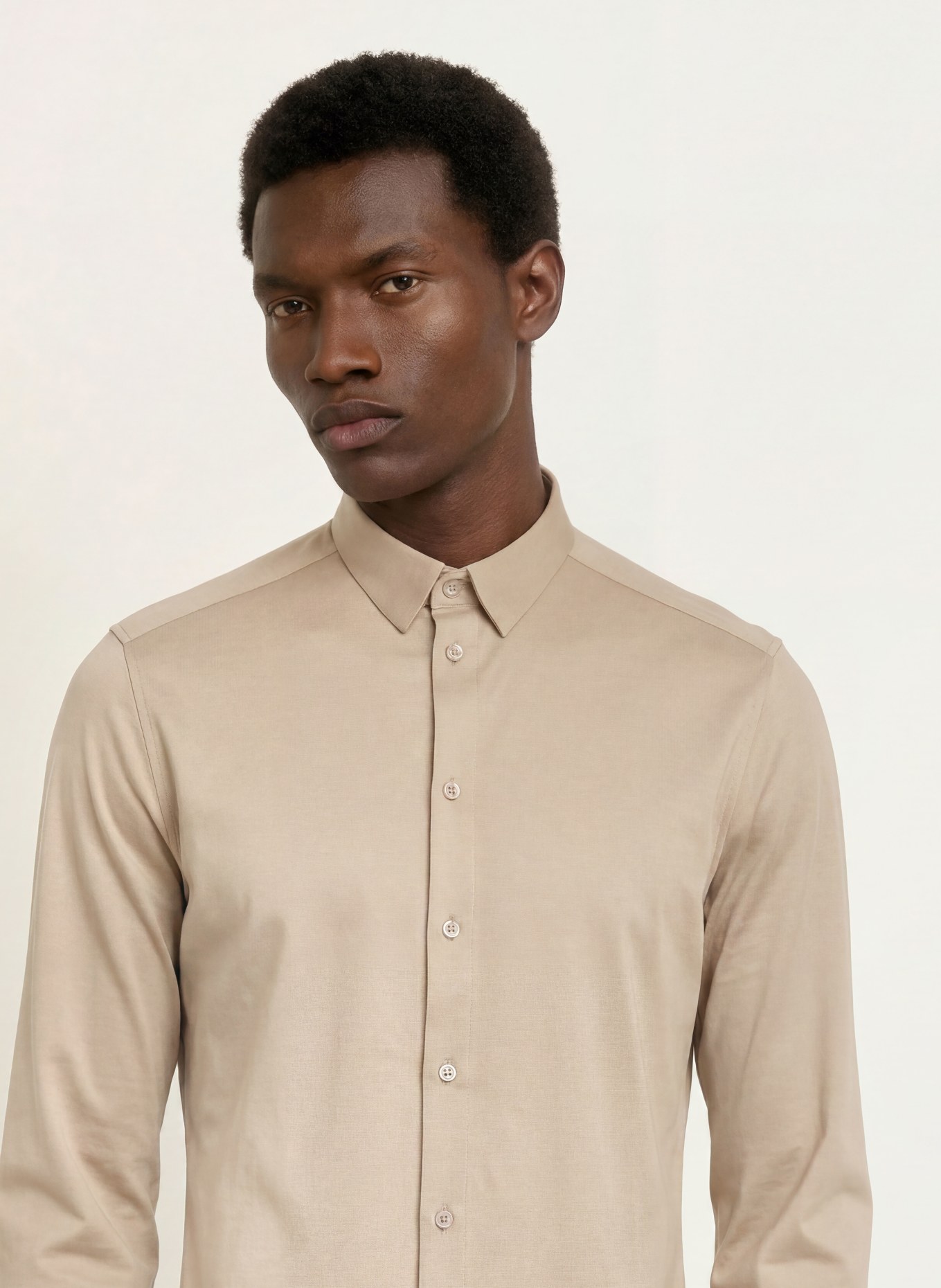 MOS MOSH Gallery Jersey overhemd MARCO Extra Slim Fit: BEIGE