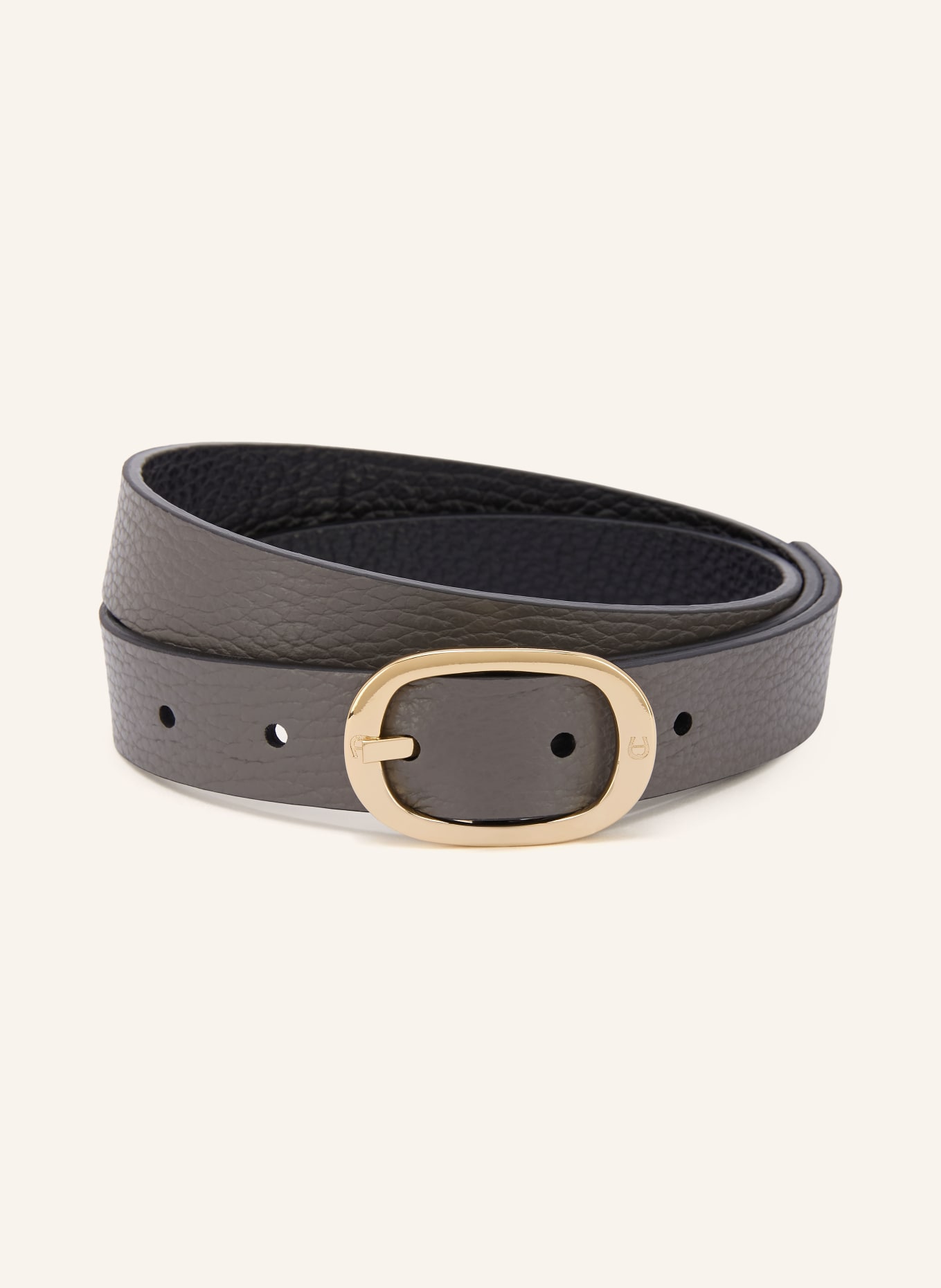 AIGNER CASUAL reversible leather belt: GRAY / GOLD / BLACK