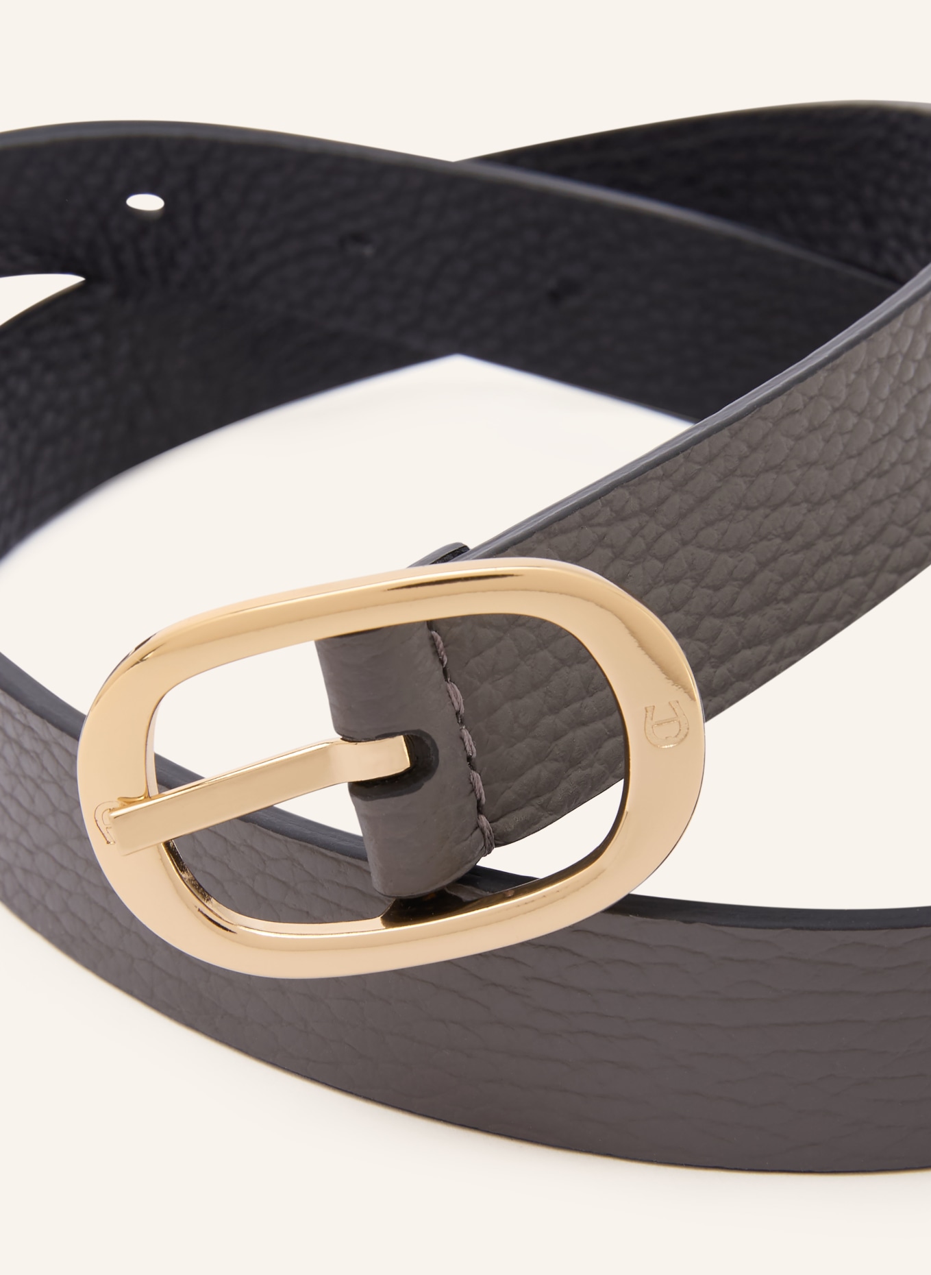 AIGNER CASUAL reversible leather belt: GRAY / GOLD / BLACK
