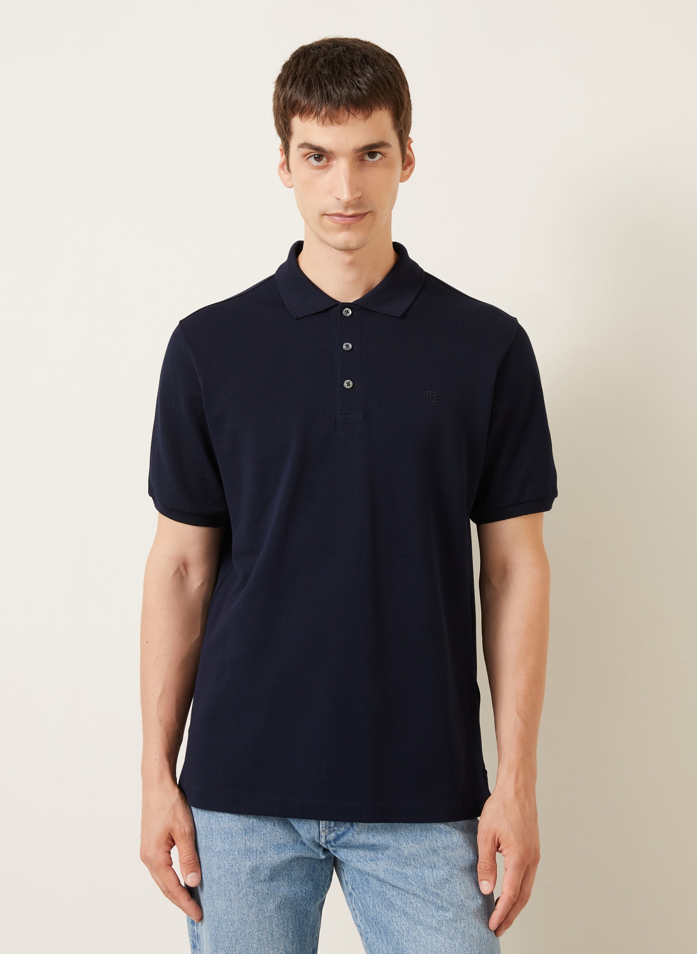 RALPH LAUREN PURPLE LABEL Piqué poloshirt: DONKERBLAUW