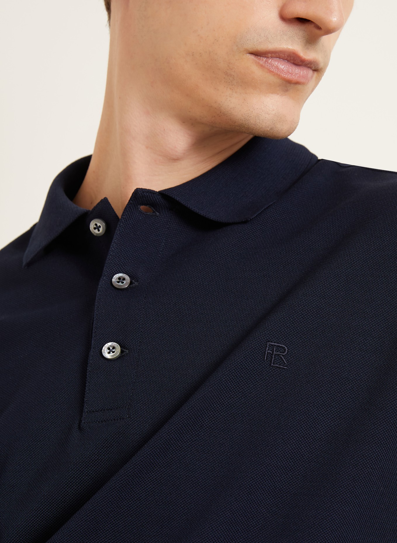 RALPH LAUREN PURPLE LABEL Piqué poloshirt: DONKERBLAUW