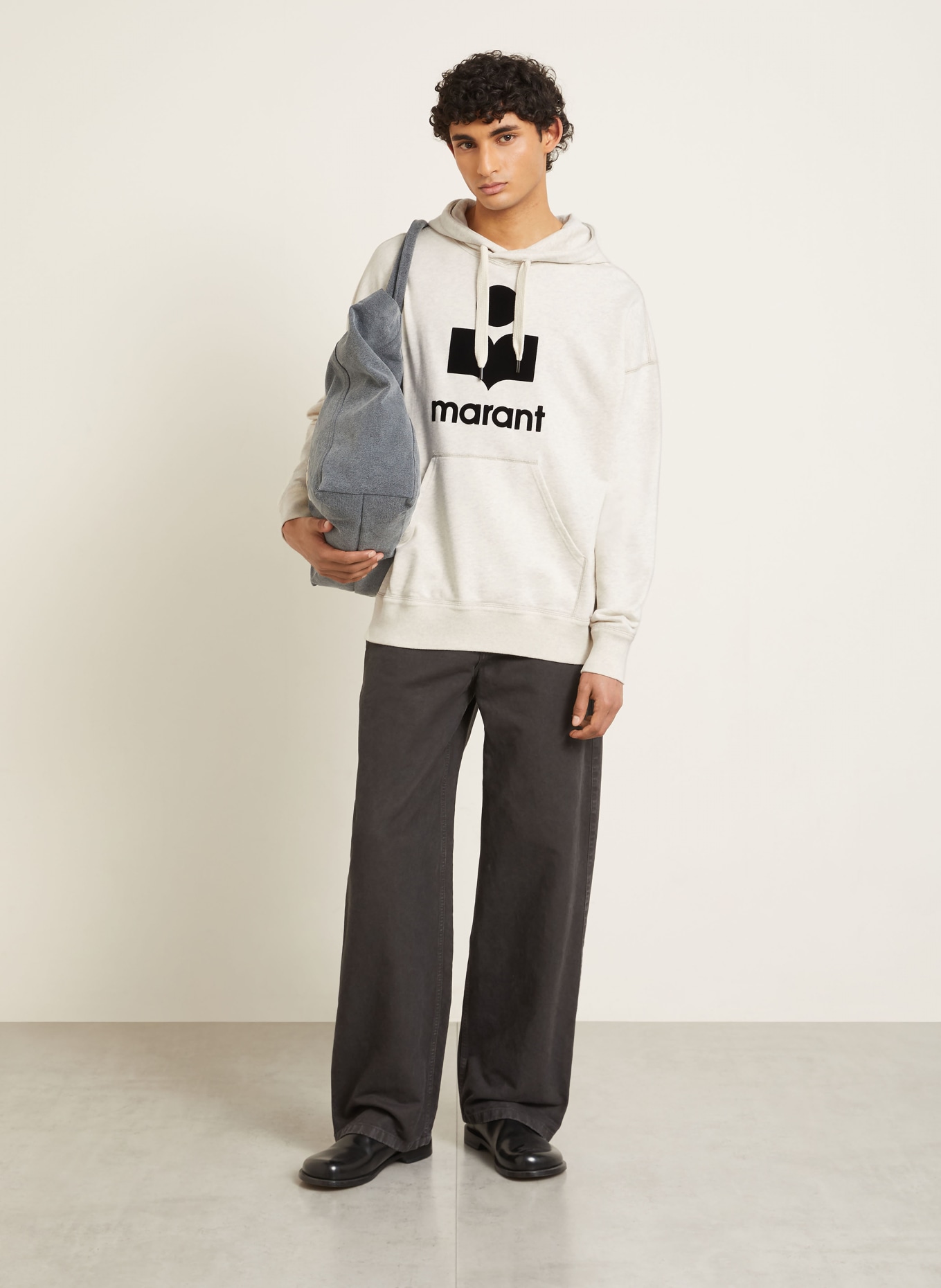 ISABEL MARANT Mikina s kapucí MILEY: SVĚTLE ŠEDÁ / ČERNÁ