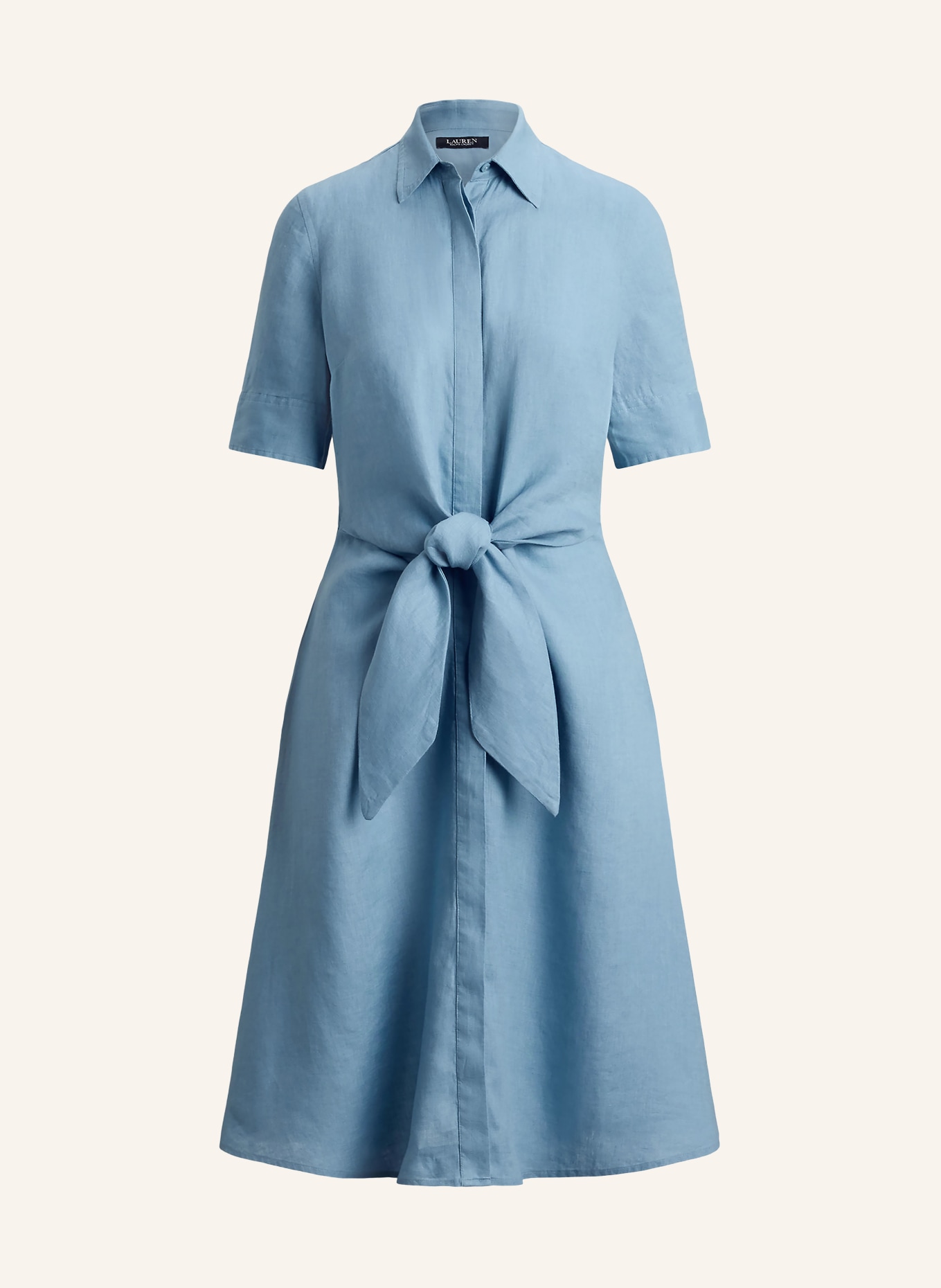 LAUREN RALPH LAUREN Hemdblusenkleid aus Leinen: HELLBLAU