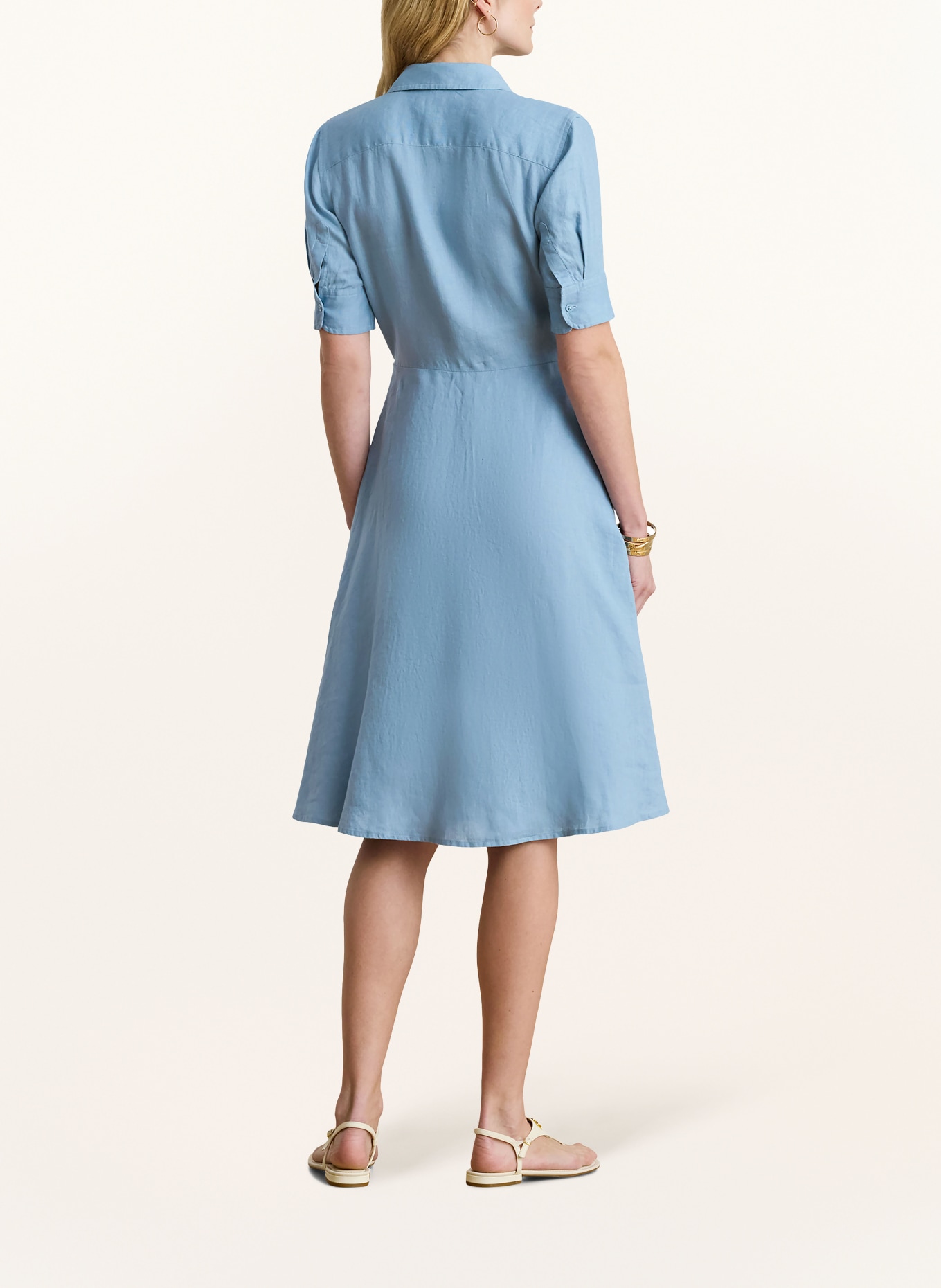 LAUREN RALPH LAUREN Hemdblusenkleid aus Leinen: HELLBLAU
