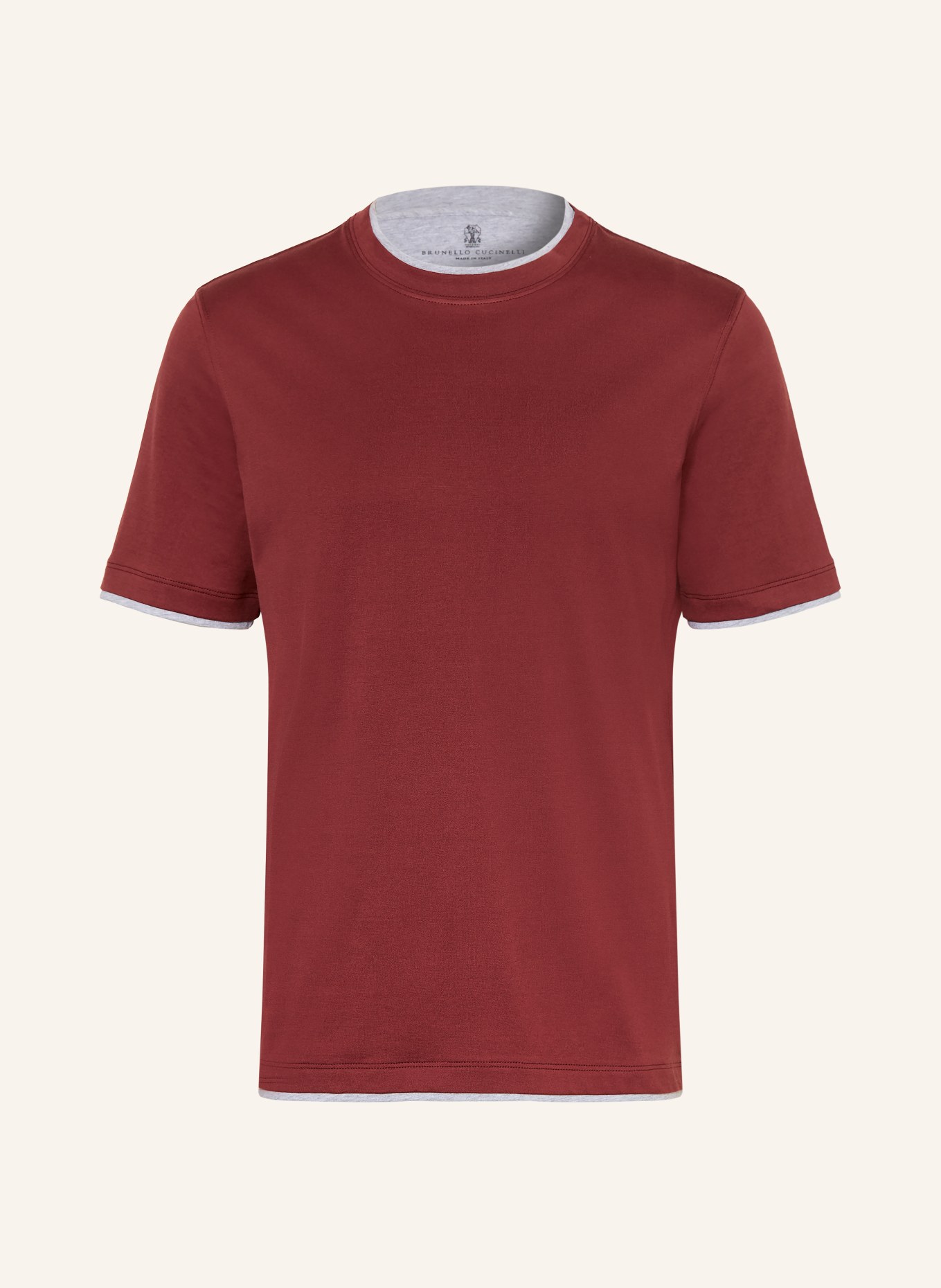 BRUNELLO CUCINELLI T-shirt: CIEMNOCZERWONY / SZARY