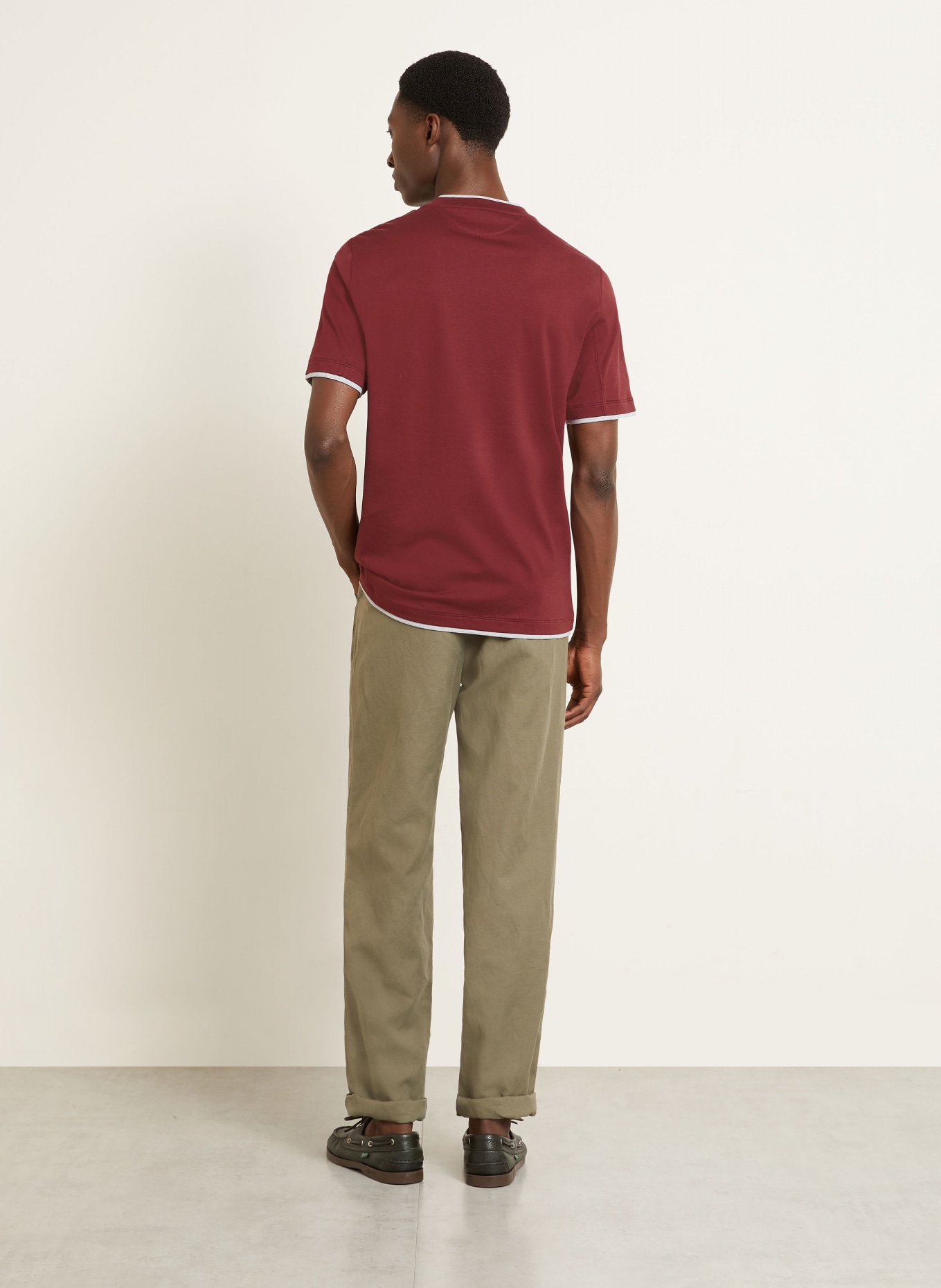 BRUNELLO CUCINELLI T-shirt: CIEMNOCZERWONY / SZARY