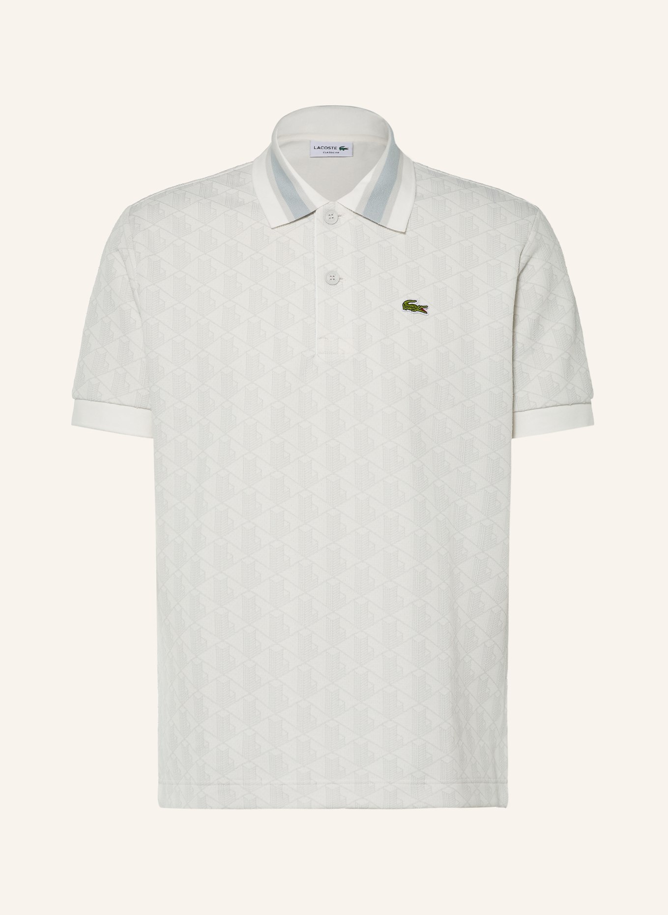 LACOSTE Jersey-polotröja: VIT / LJUSGRÅ
