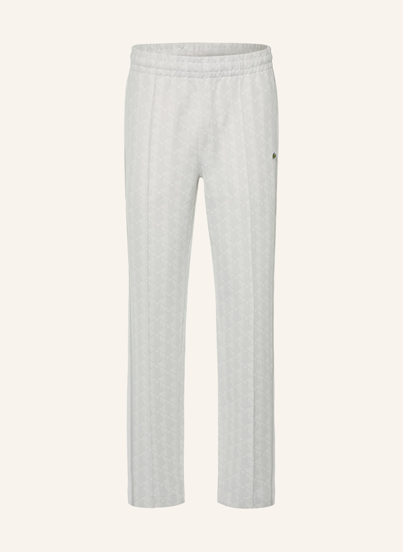 LACOSTE Track pants: WHITE / LIGHT GRAY