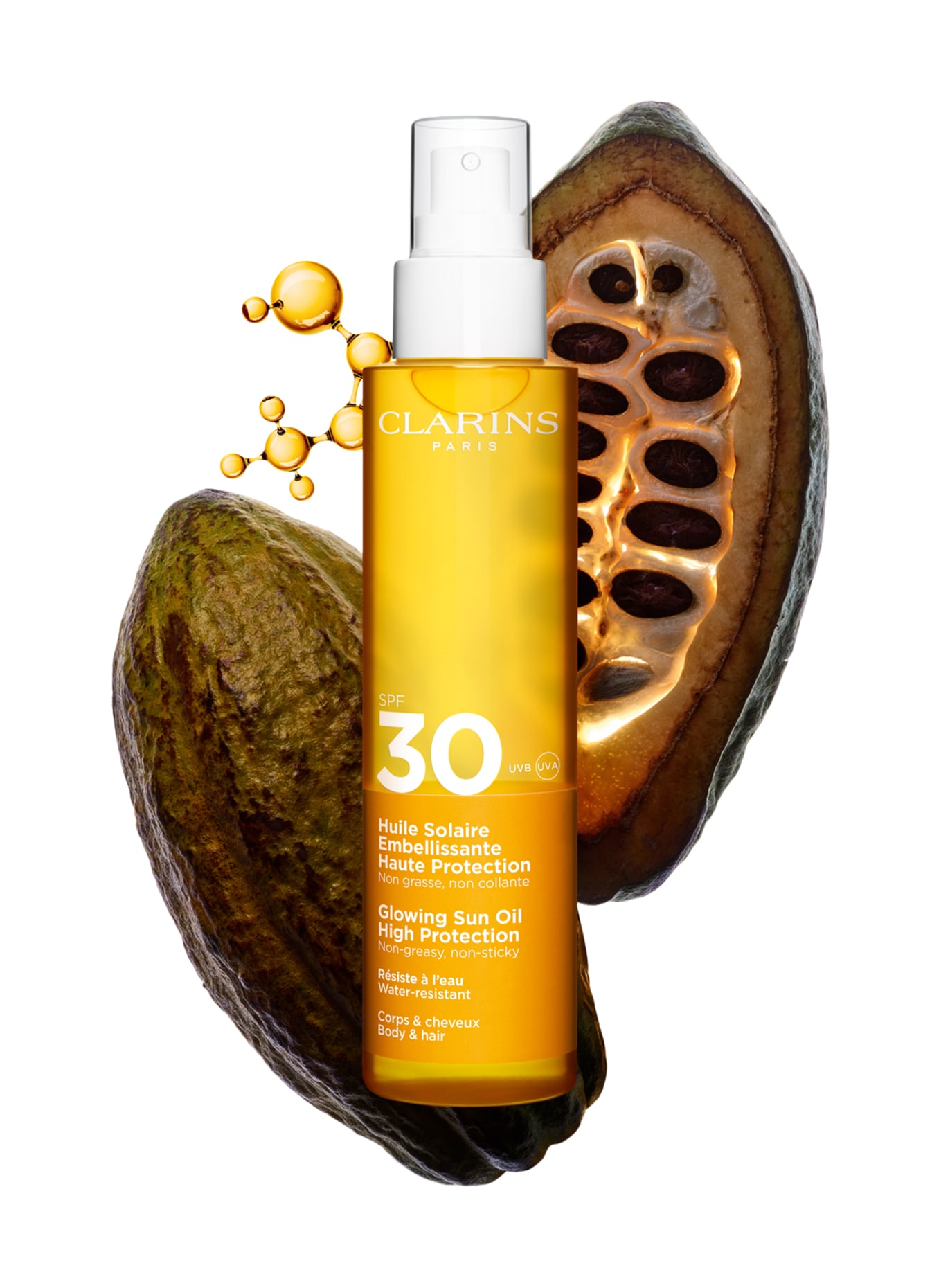 CLARINS Huile solaire embellissante haute protection SPF 30