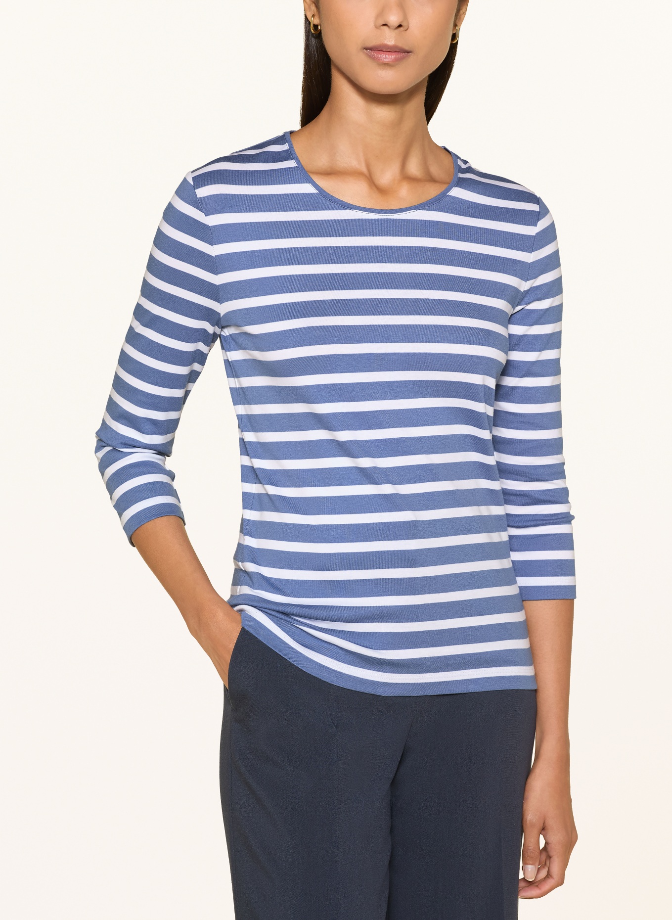MAERZ MUENCHEN Shirt met 3/4-mouwen: BLAUWGRIJS / WIT