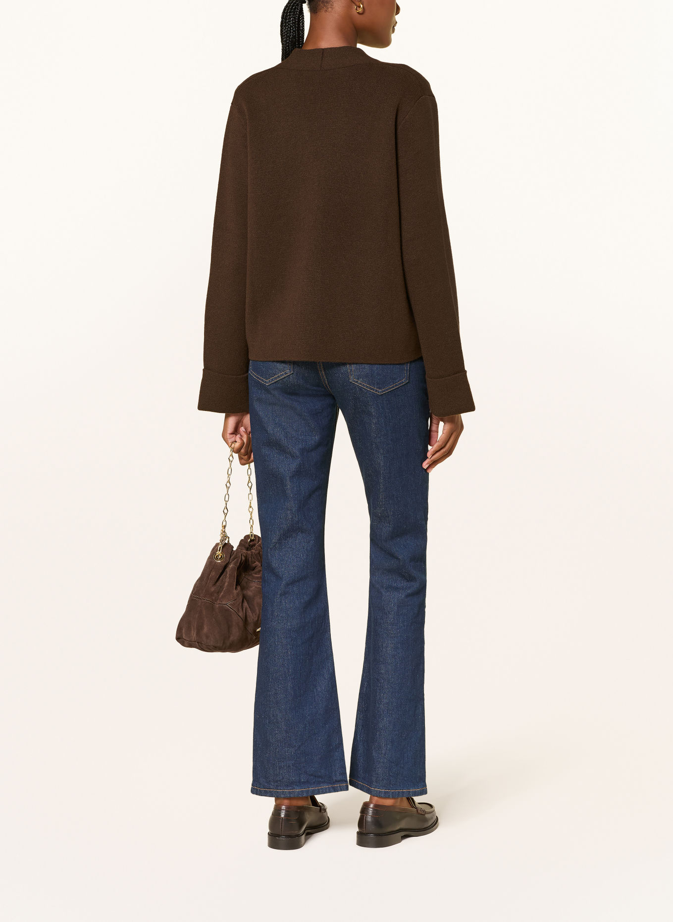 MRS & HUGS Strikket jakke med kashmir: BRUN