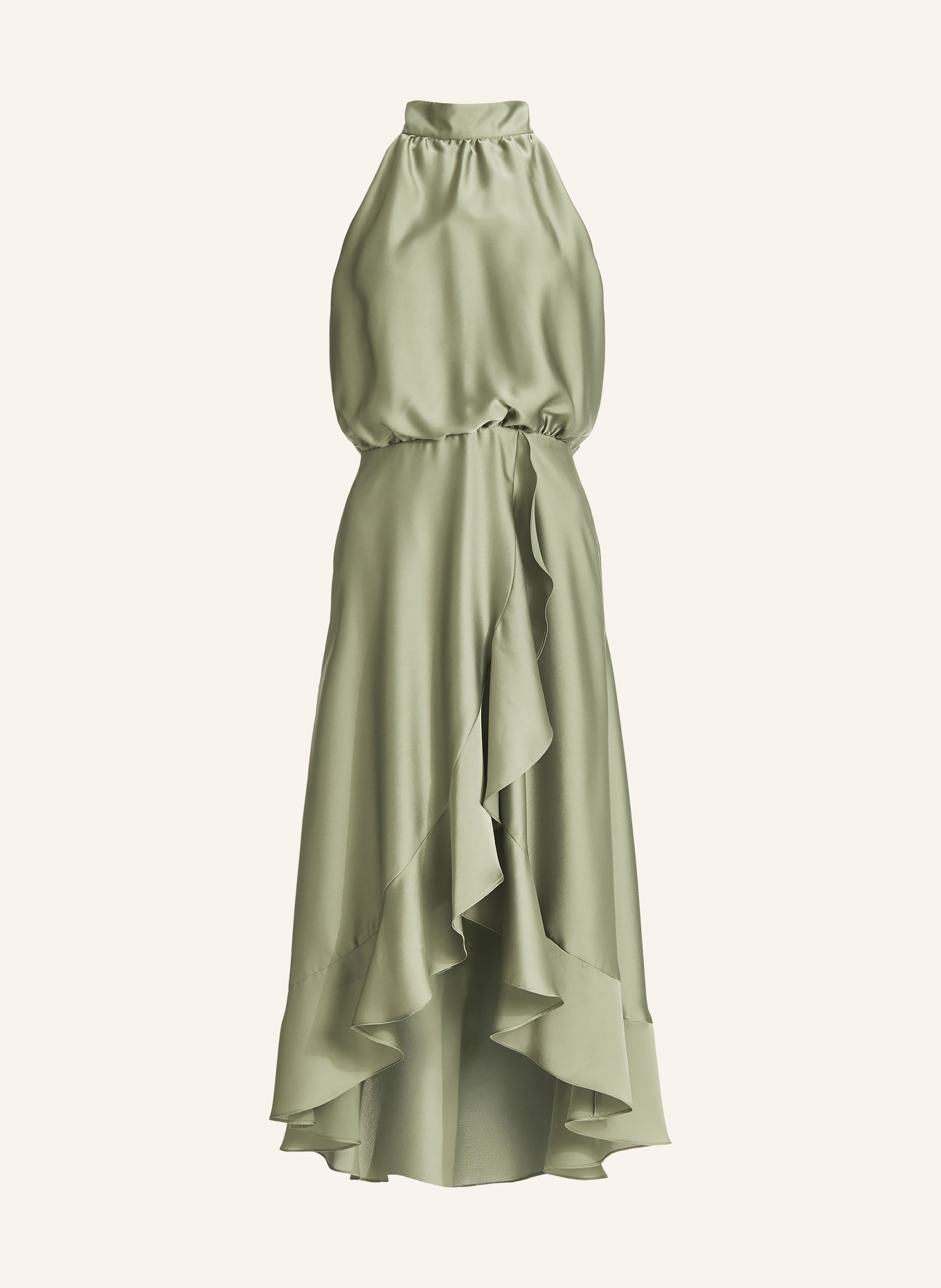 SWING Cocktailkleid aus Satin mit Volants: HELLGRÜN