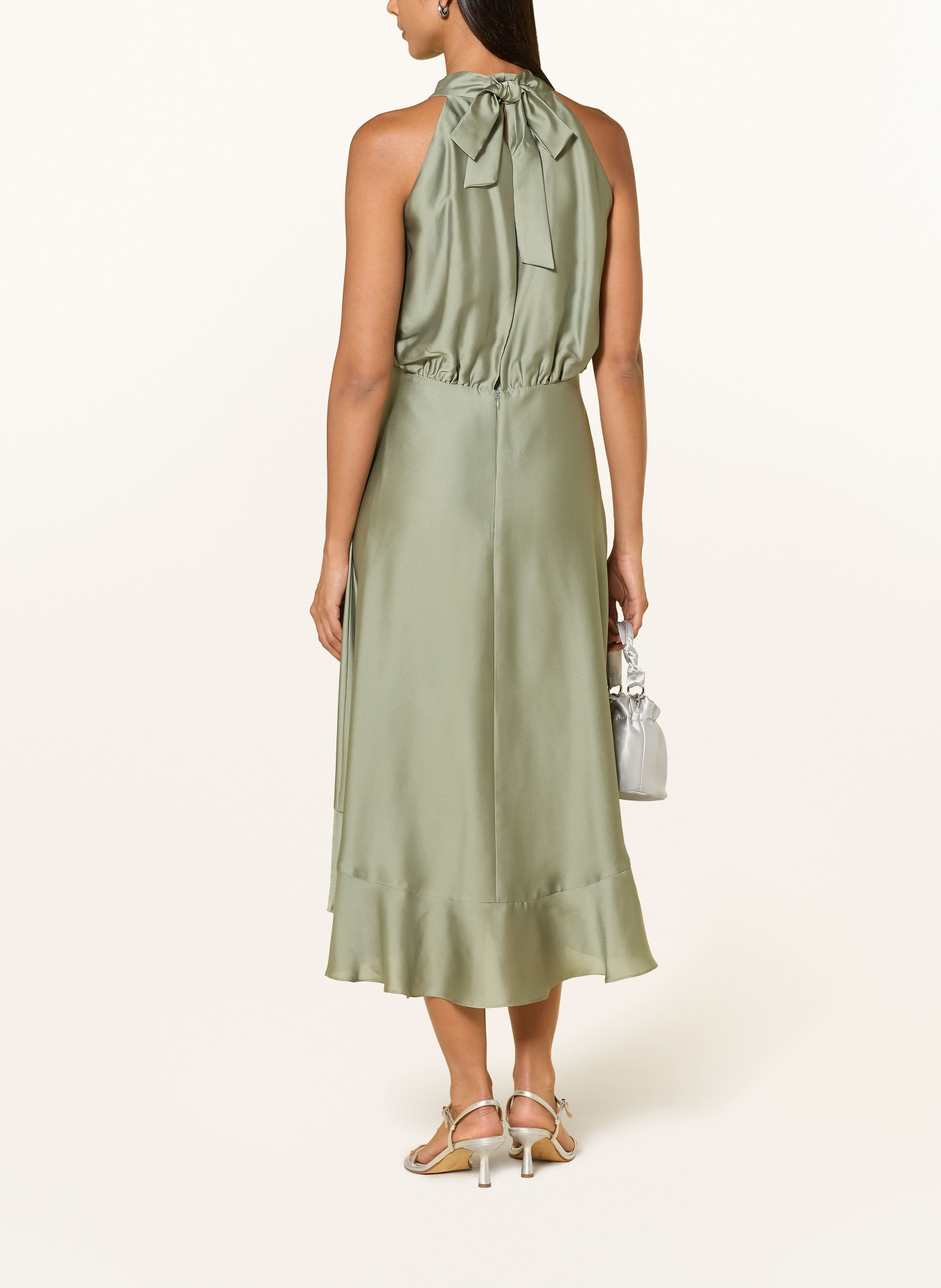 SWING Cocktailkleid aus Satin mit Volants: HELLGRÜN