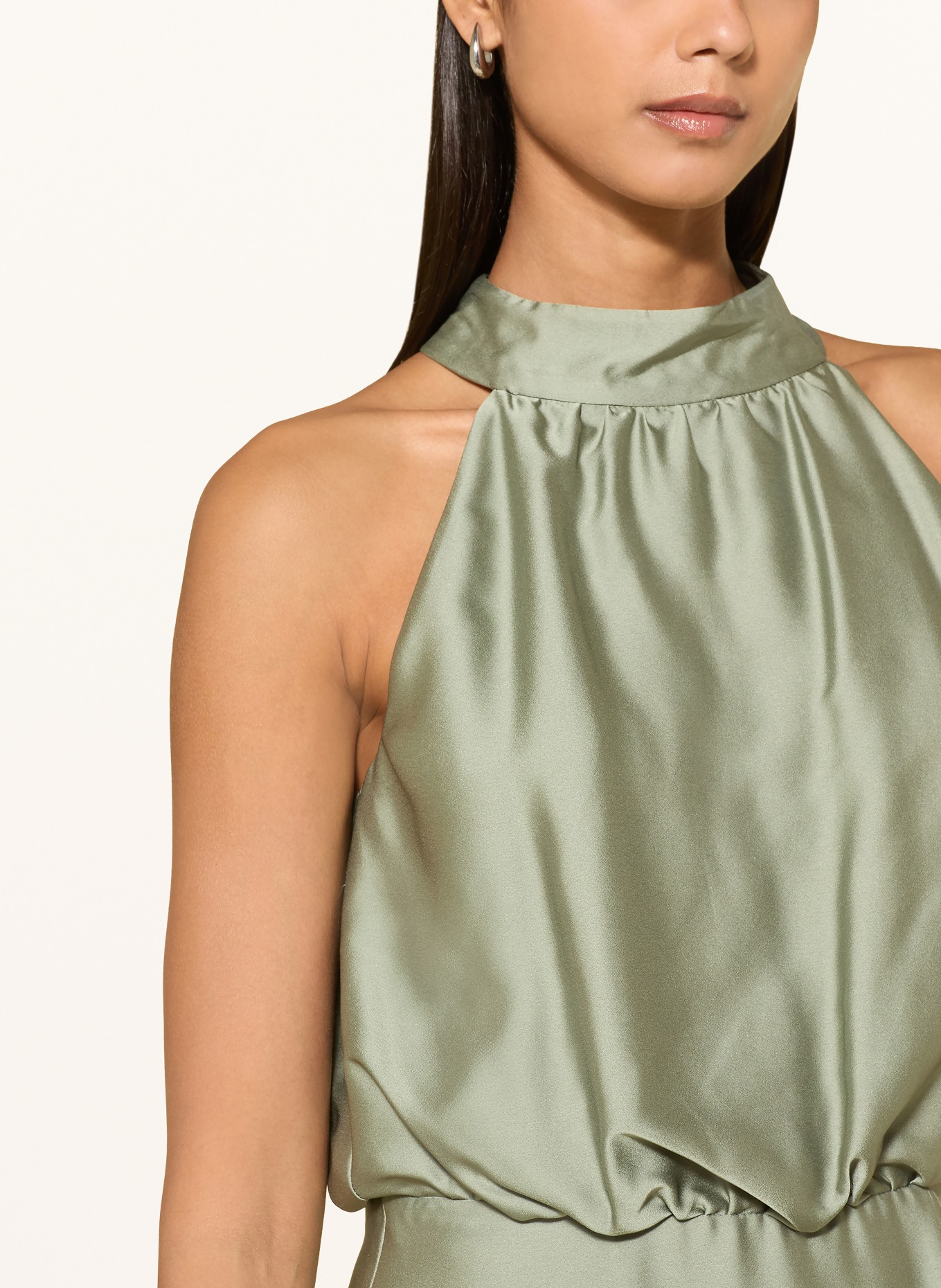 SWING Cocktailkleid aus Satin mit Volants: HELLGRÜN