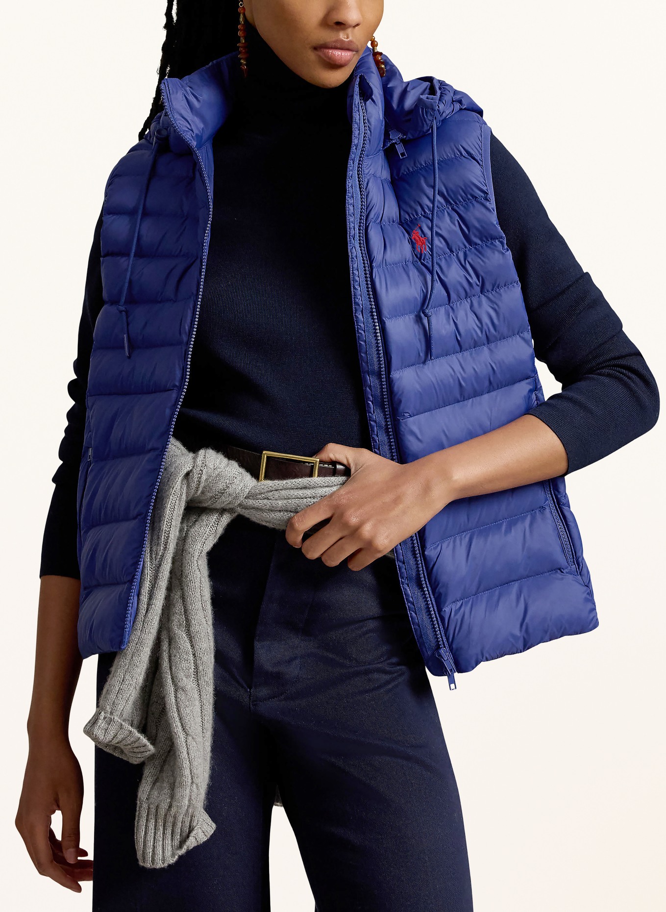 POLO RALPH LAUREN Kamizelka pikowana z odpinanym kapturem: GRANATOWY