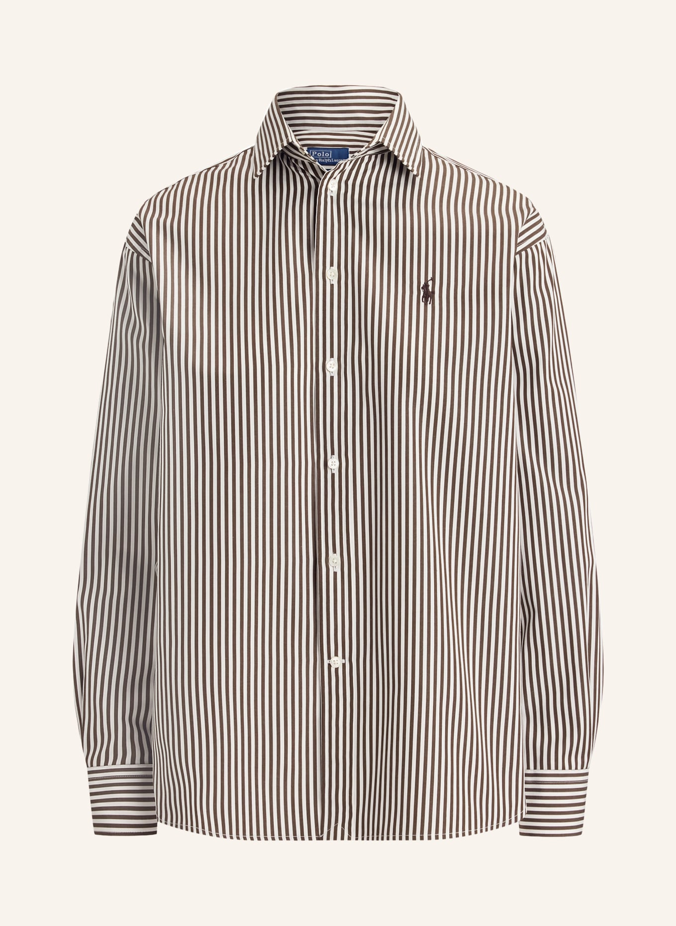POLO RALPH LAUREN Hemdbluse: DUNKELBRAUN / WEISS